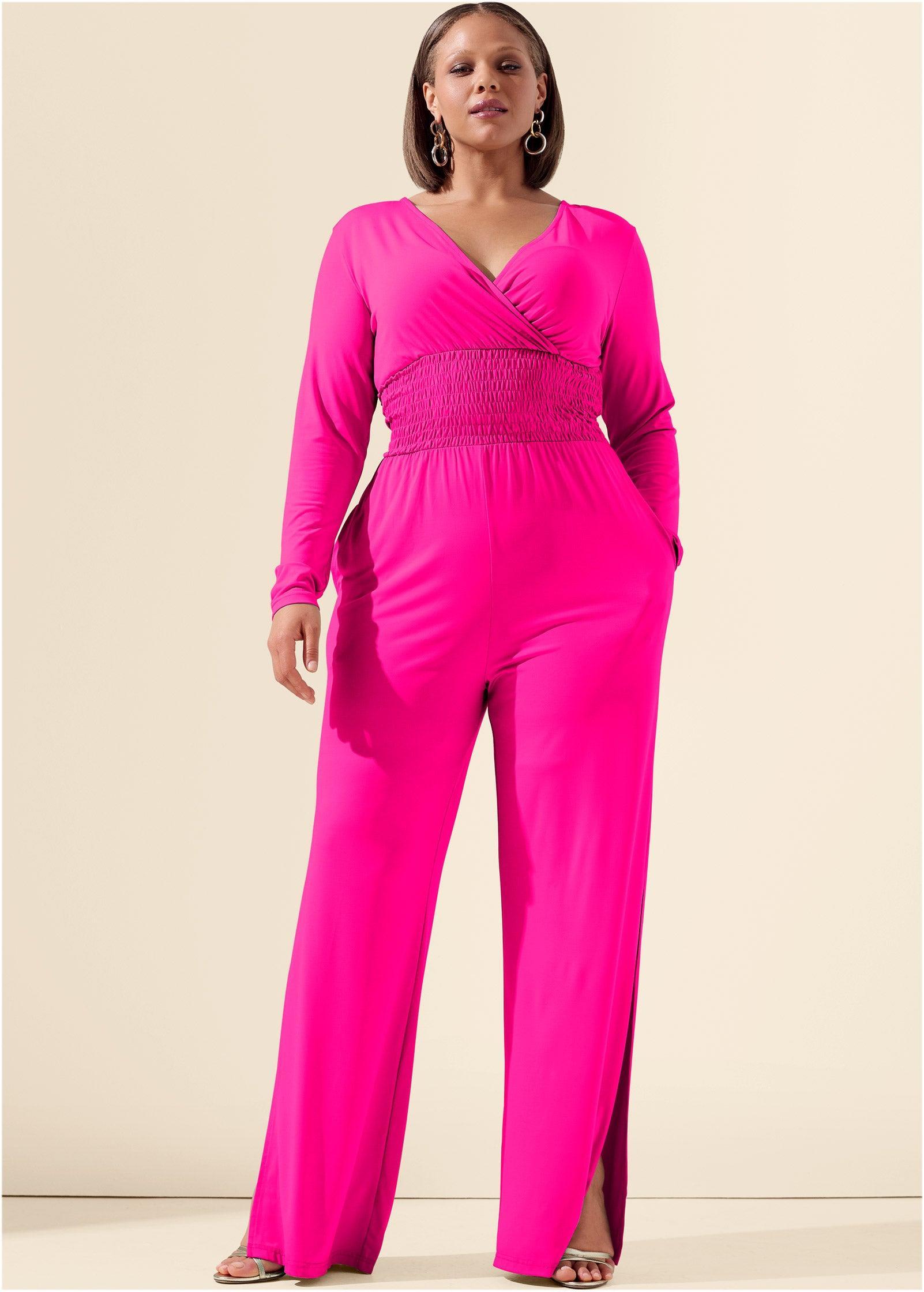 Smocked Waist Jumpsuit - Pink Product Image