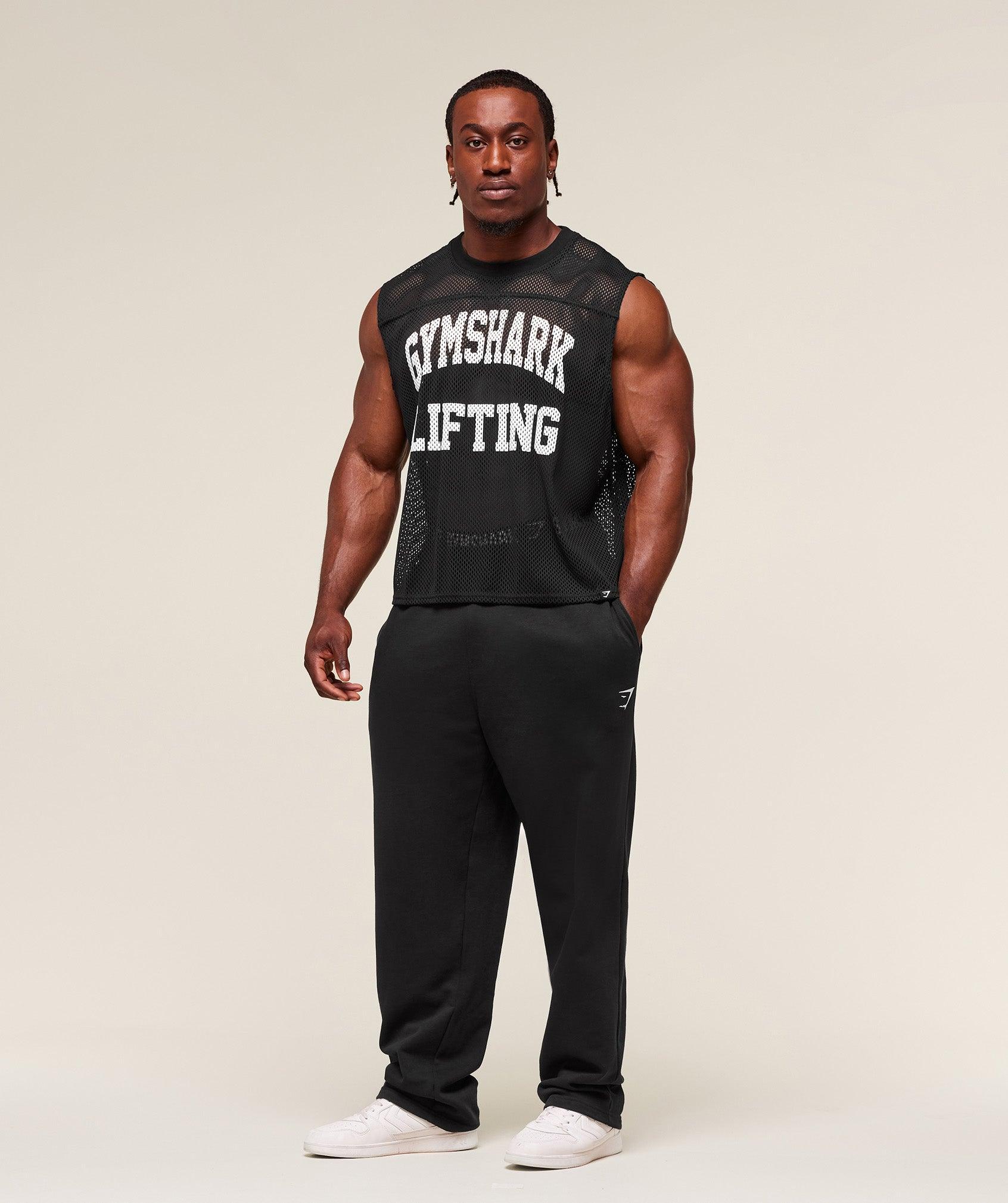 Gymshark Mesh Oversized Tank - Black Male Product Image