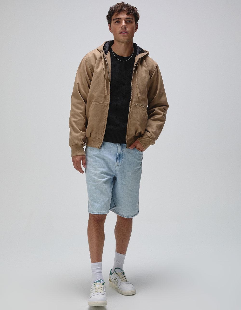 RSQ Mens Oversized Hooded Twill Jacket - TAN Product Image
