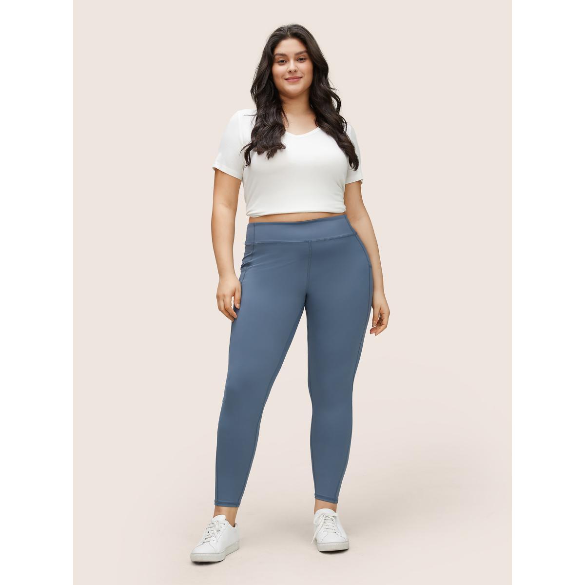 Plus Size Basic High Waisted Stretchy Butt Lift Leggings Women Stone Casual High stretch Skinny High Rise Dailywear Leggings BloomChic 10/M Product Image