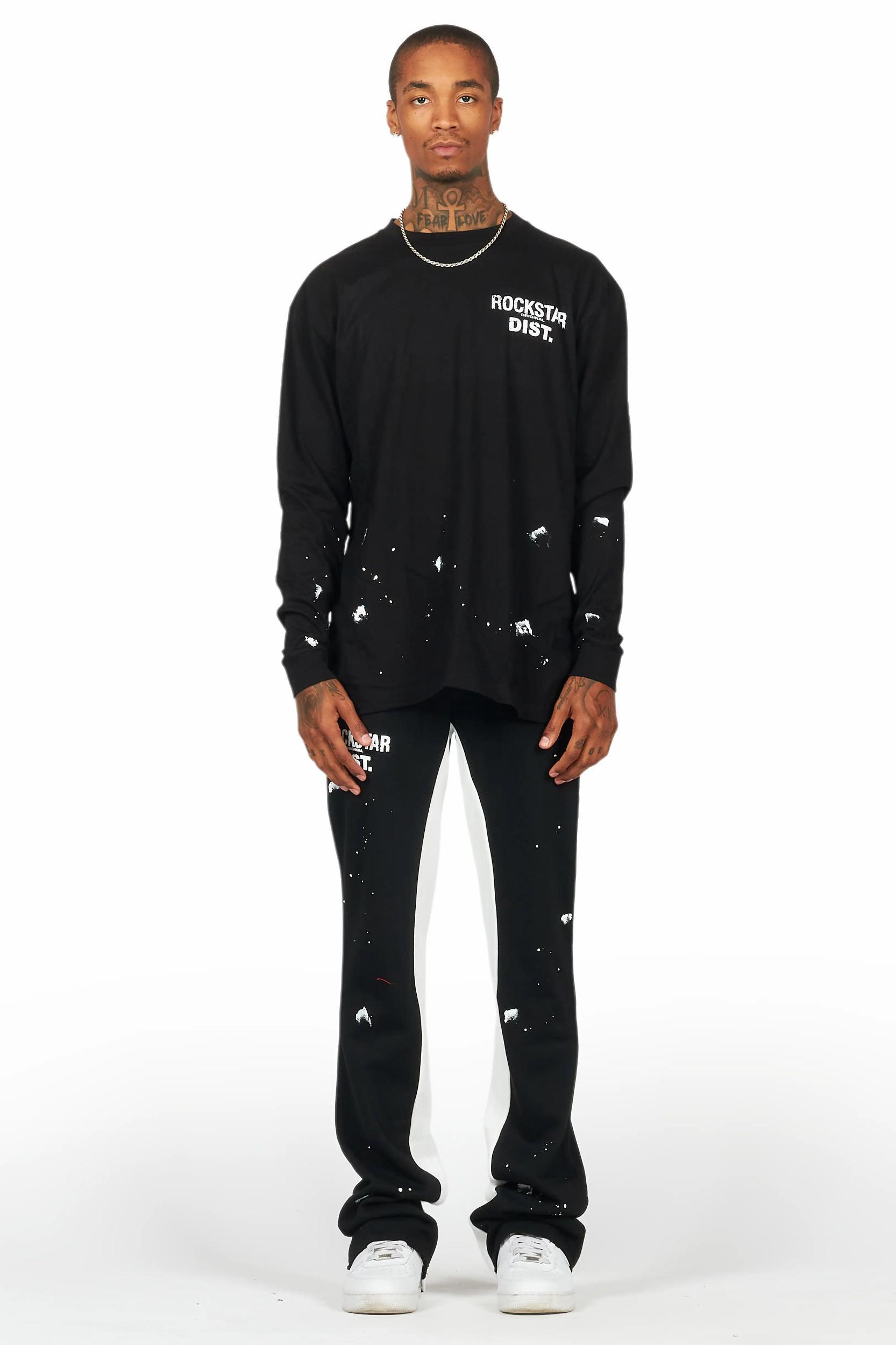 Raffer Black Long Sleeve T-Shirt/Baggy Pant Set Male Product Image