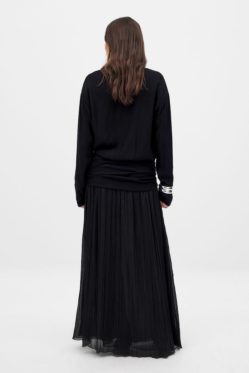 V-neck Combined Fabric Dress Product Image