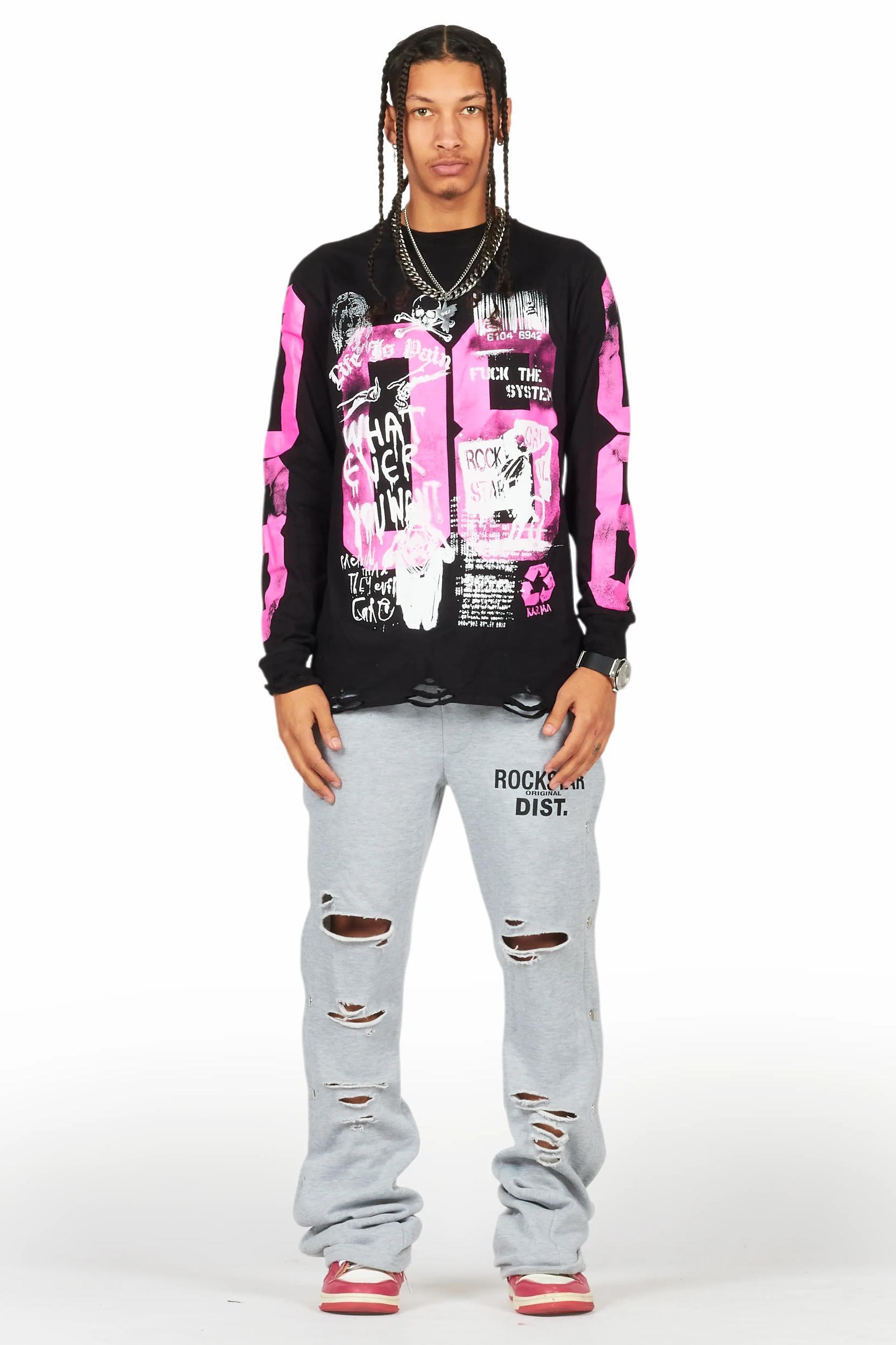 Chance Heather Grey Baggy Snap Button Pant Male Product Image
