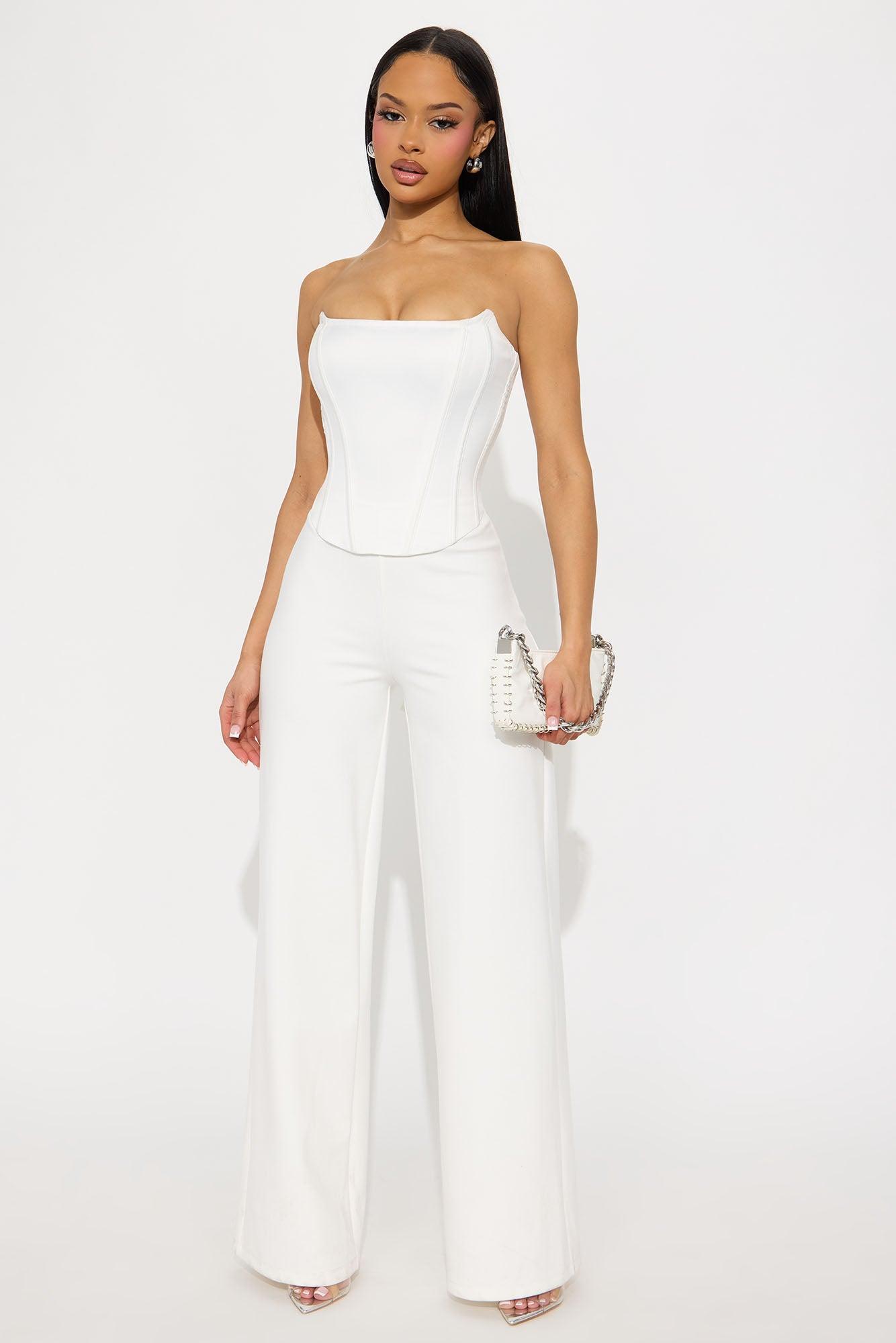 Spoken For Corset Jumpsuit - White Product Image