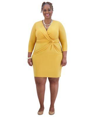 Kasper Womens Surplice-Neck Twist Front Sheath Dress Product Image