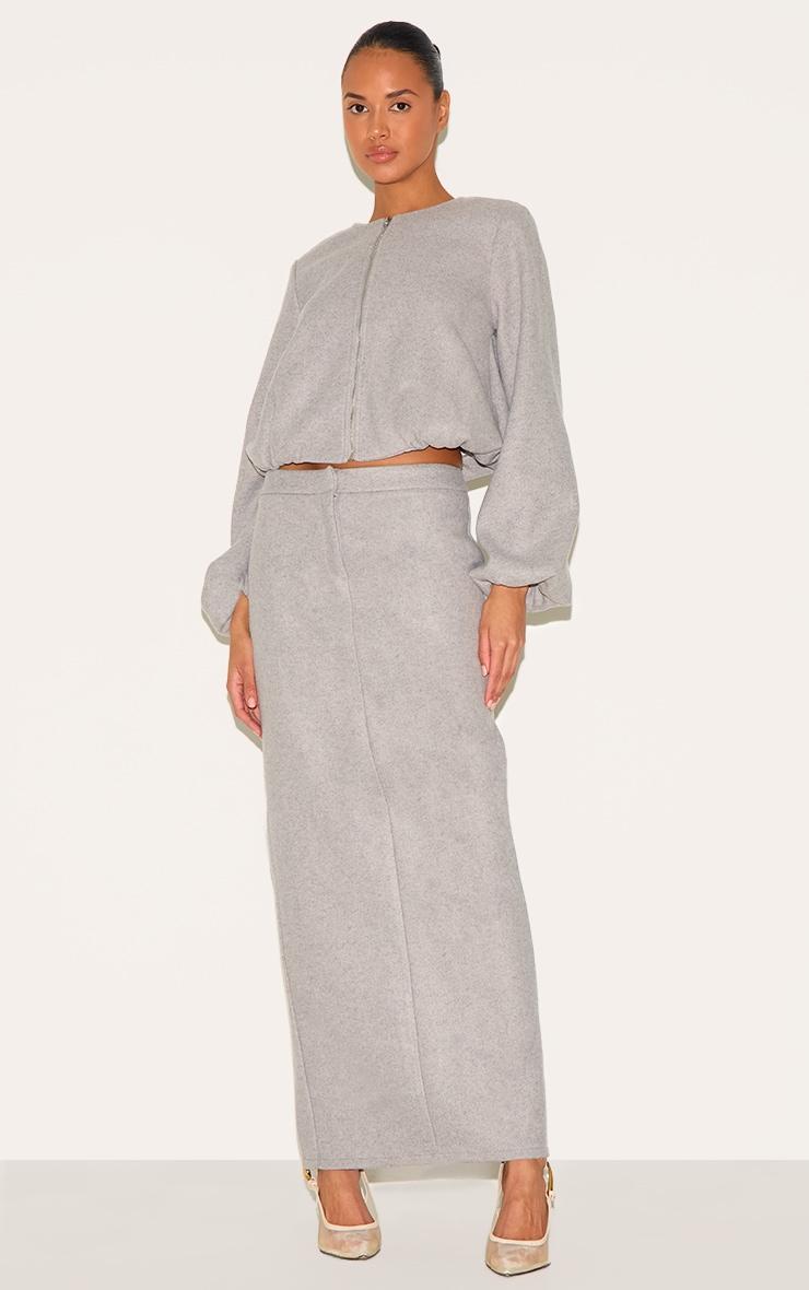 Charcoal Grey Heavy Brushed Maxi Skirt Product Image