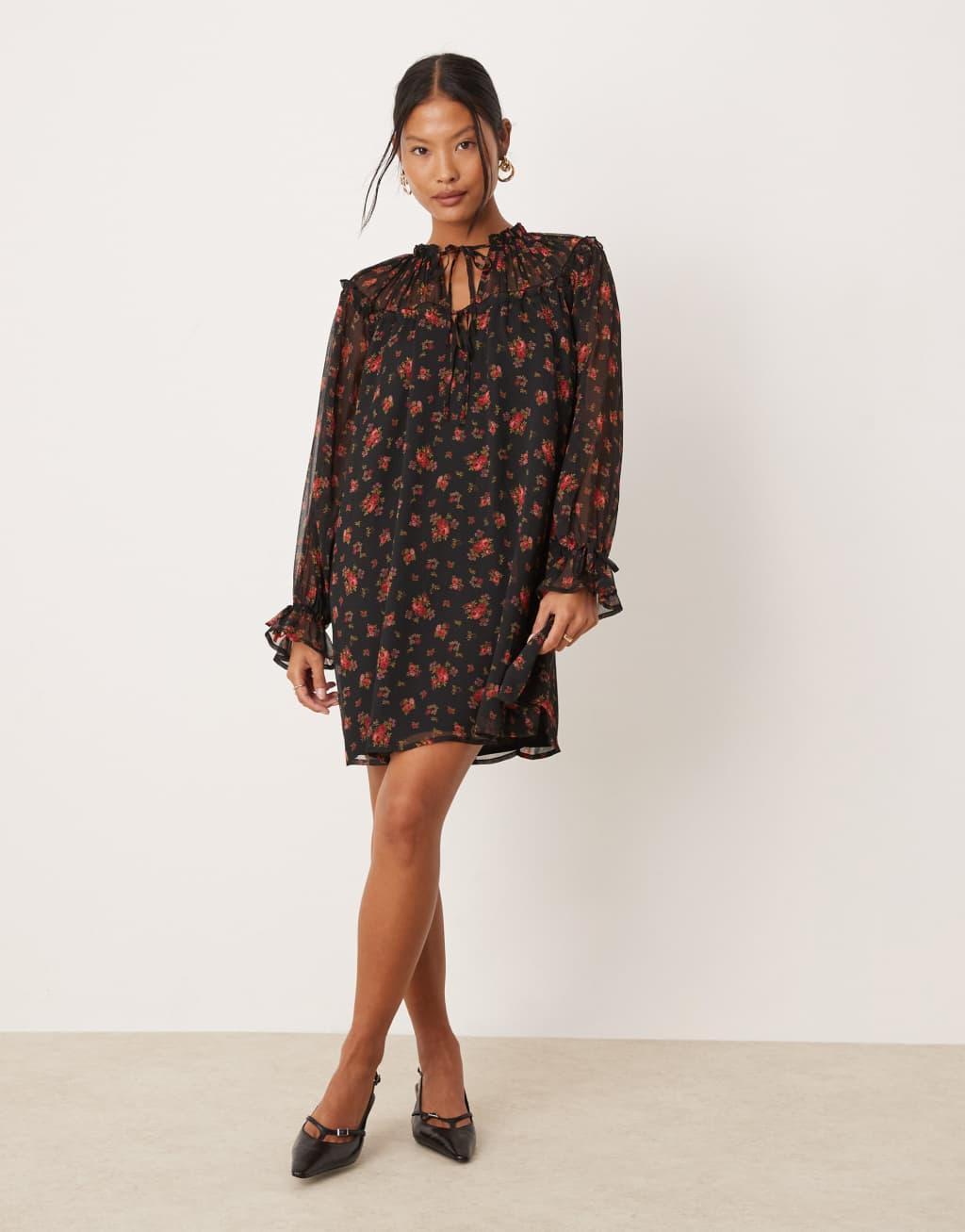 Miss Selfridge Petite yoke detail smock dress Product Image
