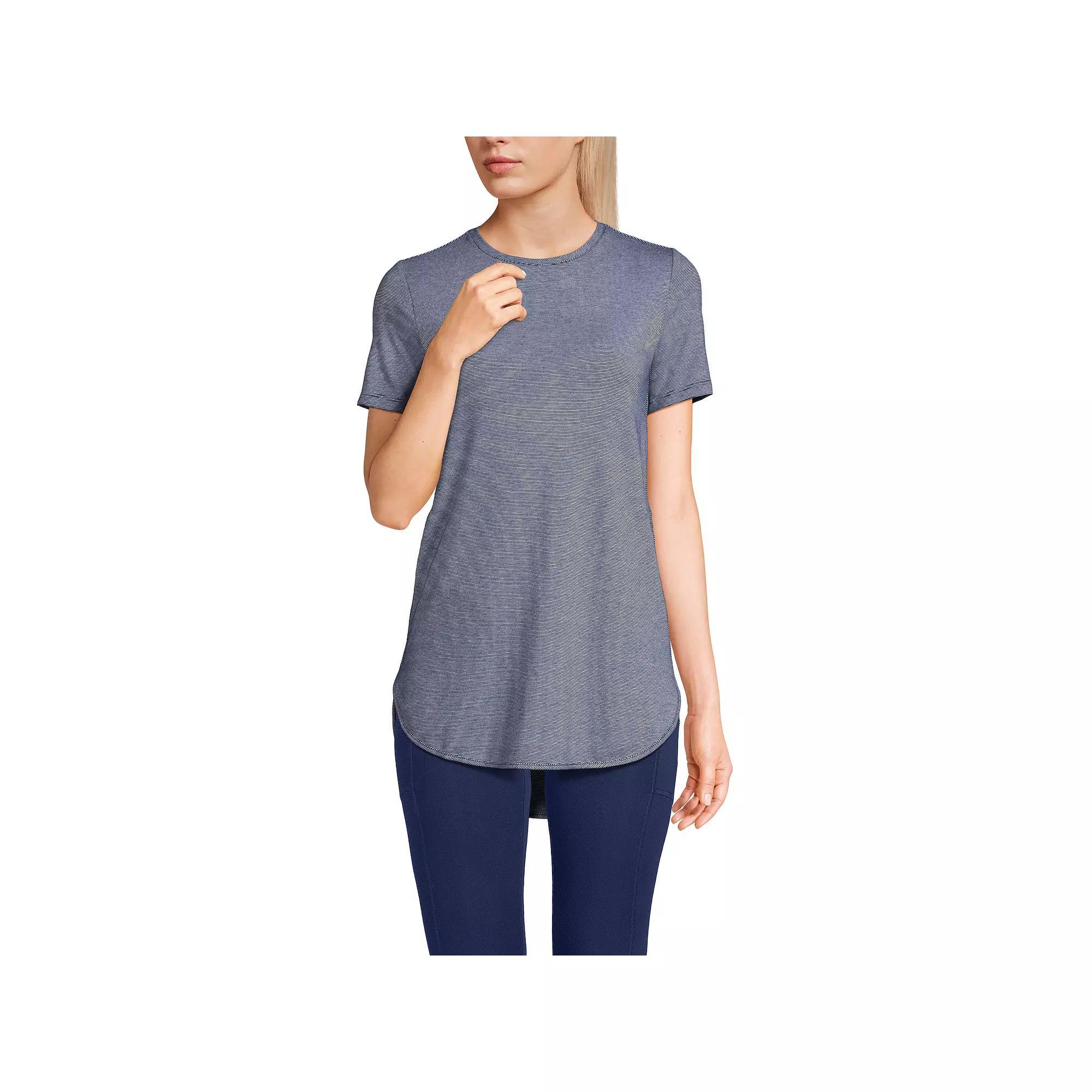 Women's Lands' End Moisture-Wicking UPF 50 Tunic, Size: XS, Black Pinstripe Product Image