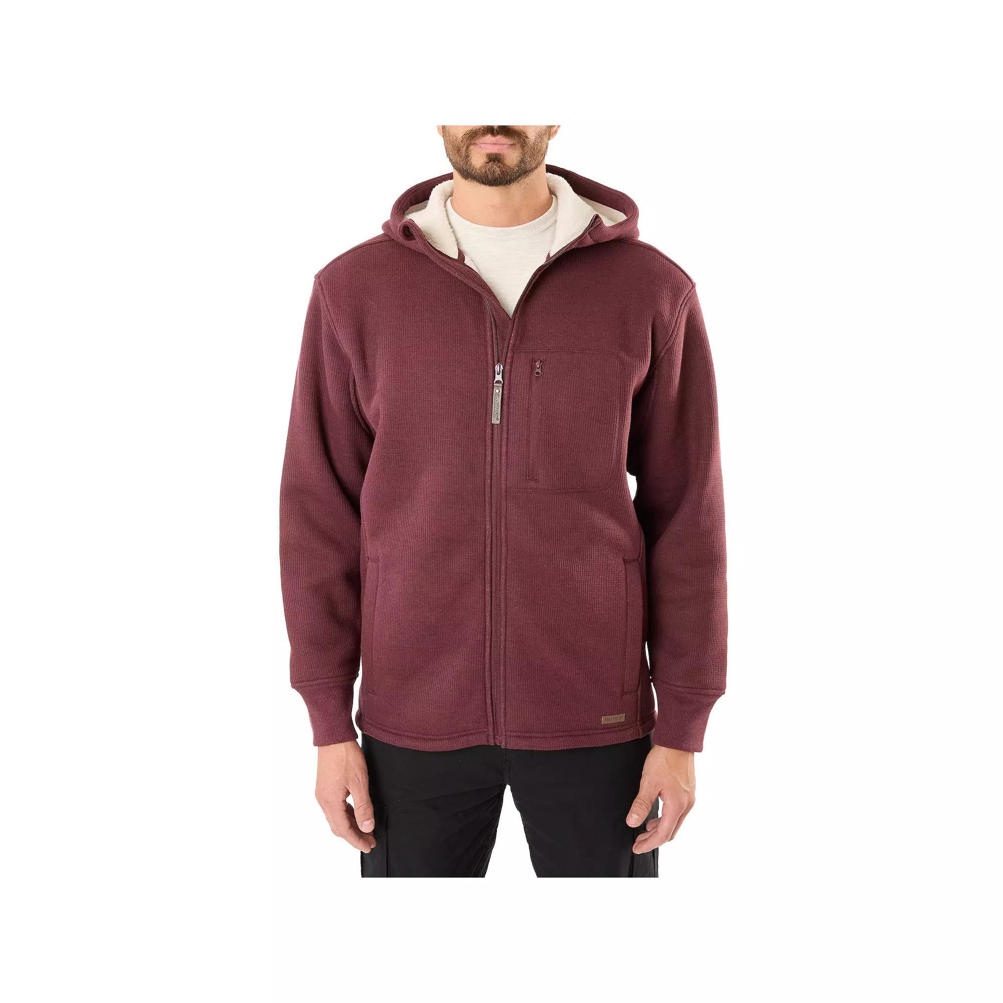 Big & Tall Smith's Workwear Sherpa-Lined Thermal Full-Zip Hooded Shacket, Men's, Size: 3XB, Grey Hazelnut Product Image