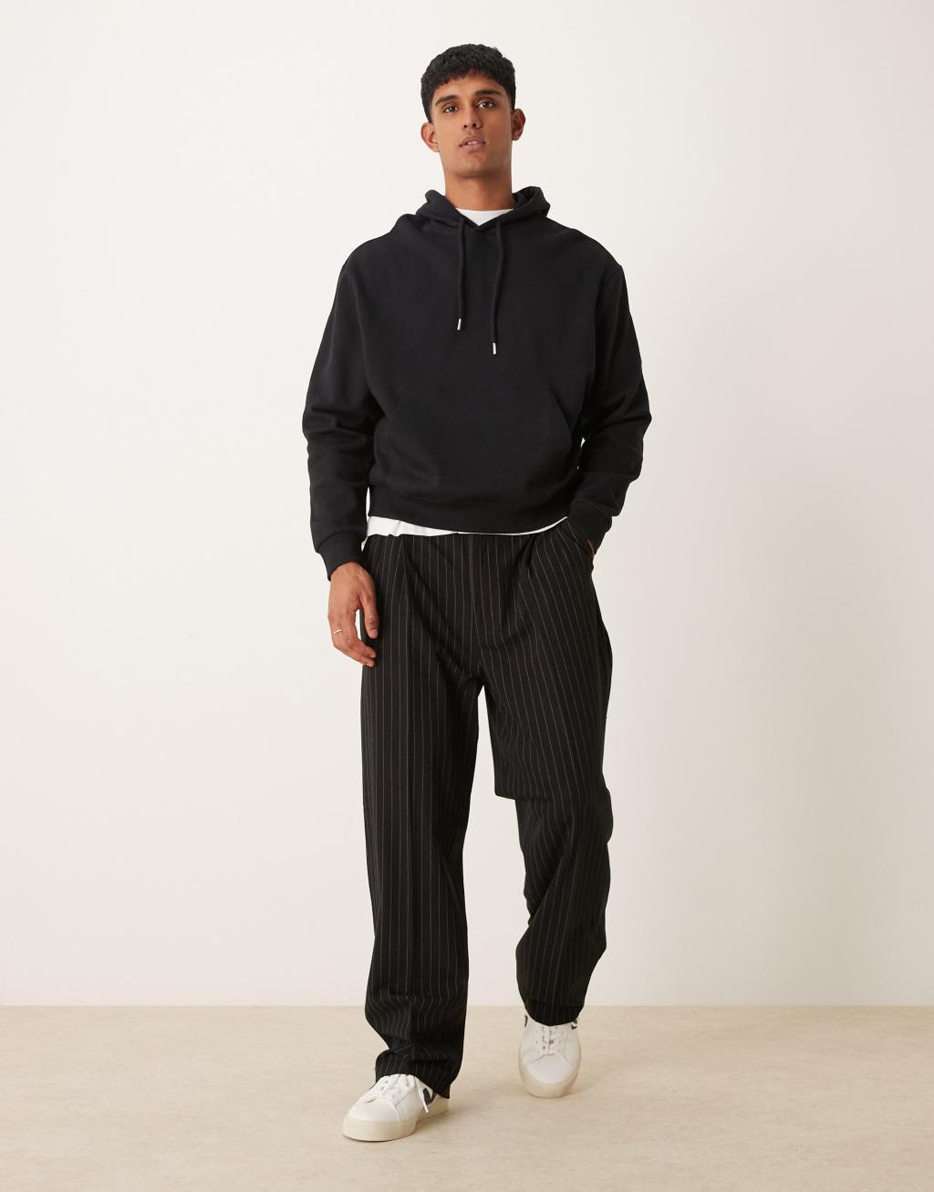 ASOS DESIGN essential boxy oversized hoodie in black Product Image
