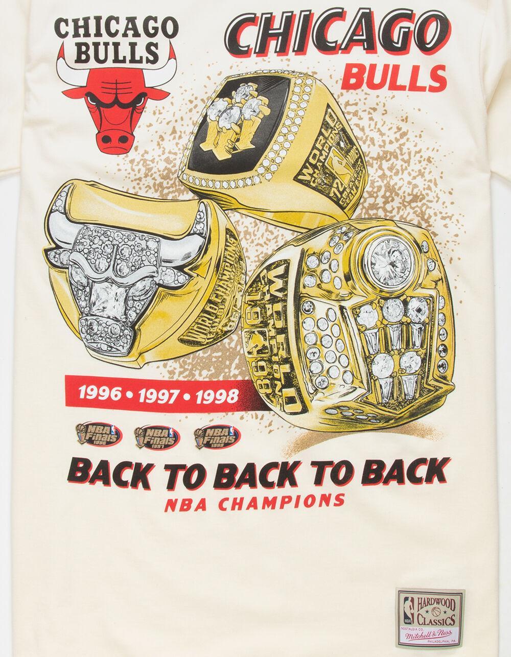 MITCHELL & NESS Chicago Bulls Back to Back to Back Champions Mens Tee - CREAM Product Image