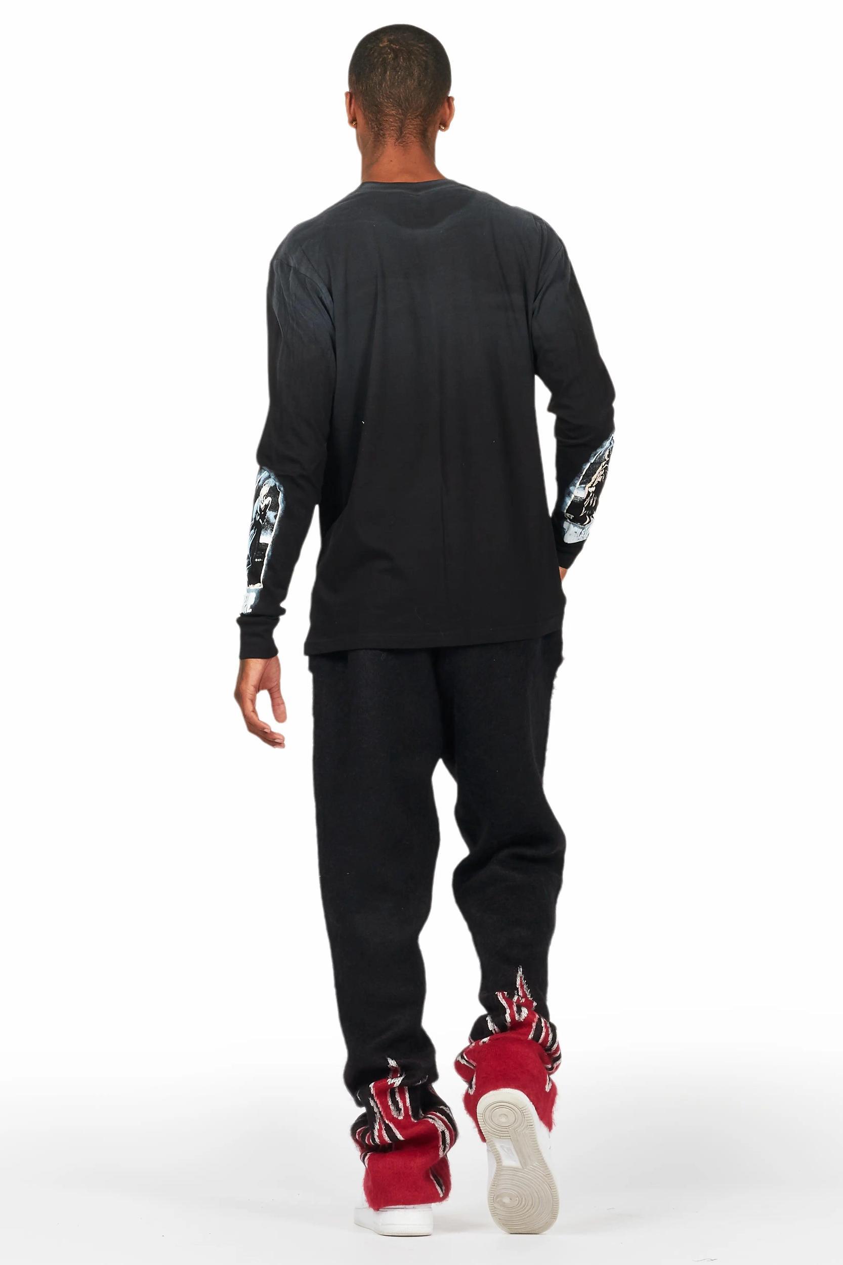 Holger Black/Red Graphic Stacked Flare Mohair Track Pant Male Product Image