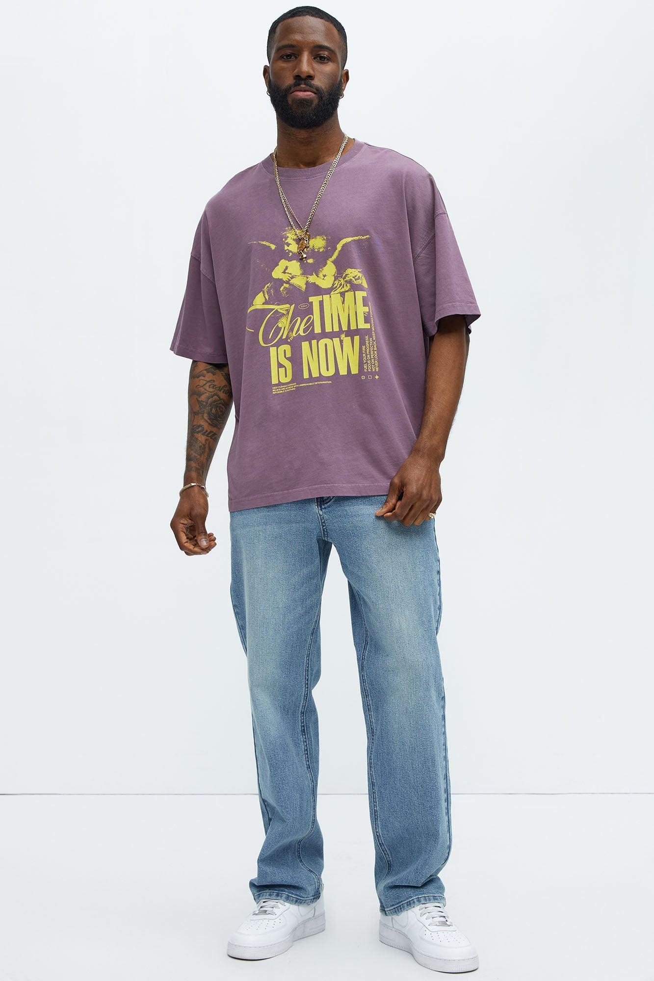The Time Is Now Oversized Short Sleeve Tee - Purple Product Image