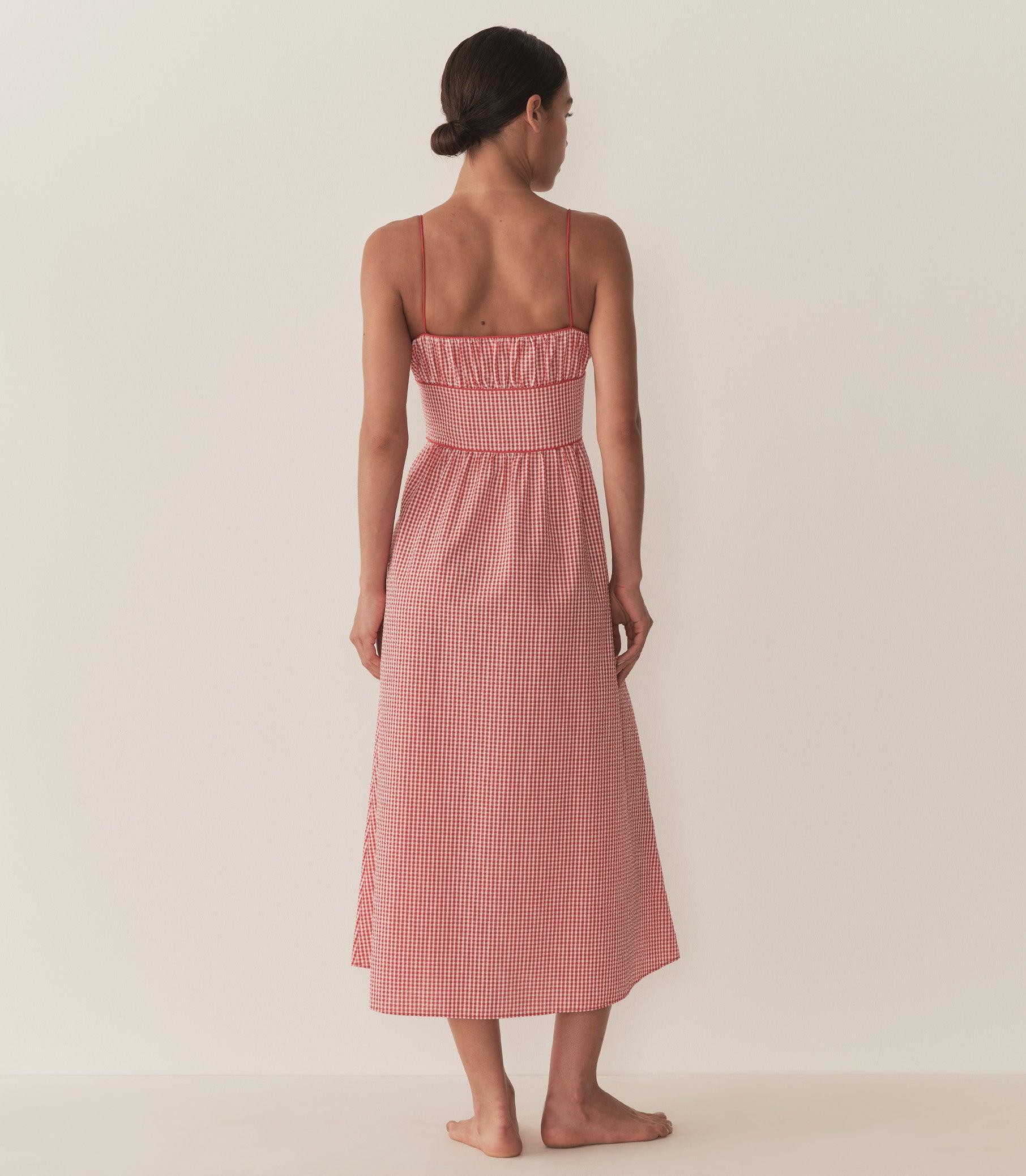 BELLINE DRESS -- ROUGE LA MADDALENA GINGHAM Product Image