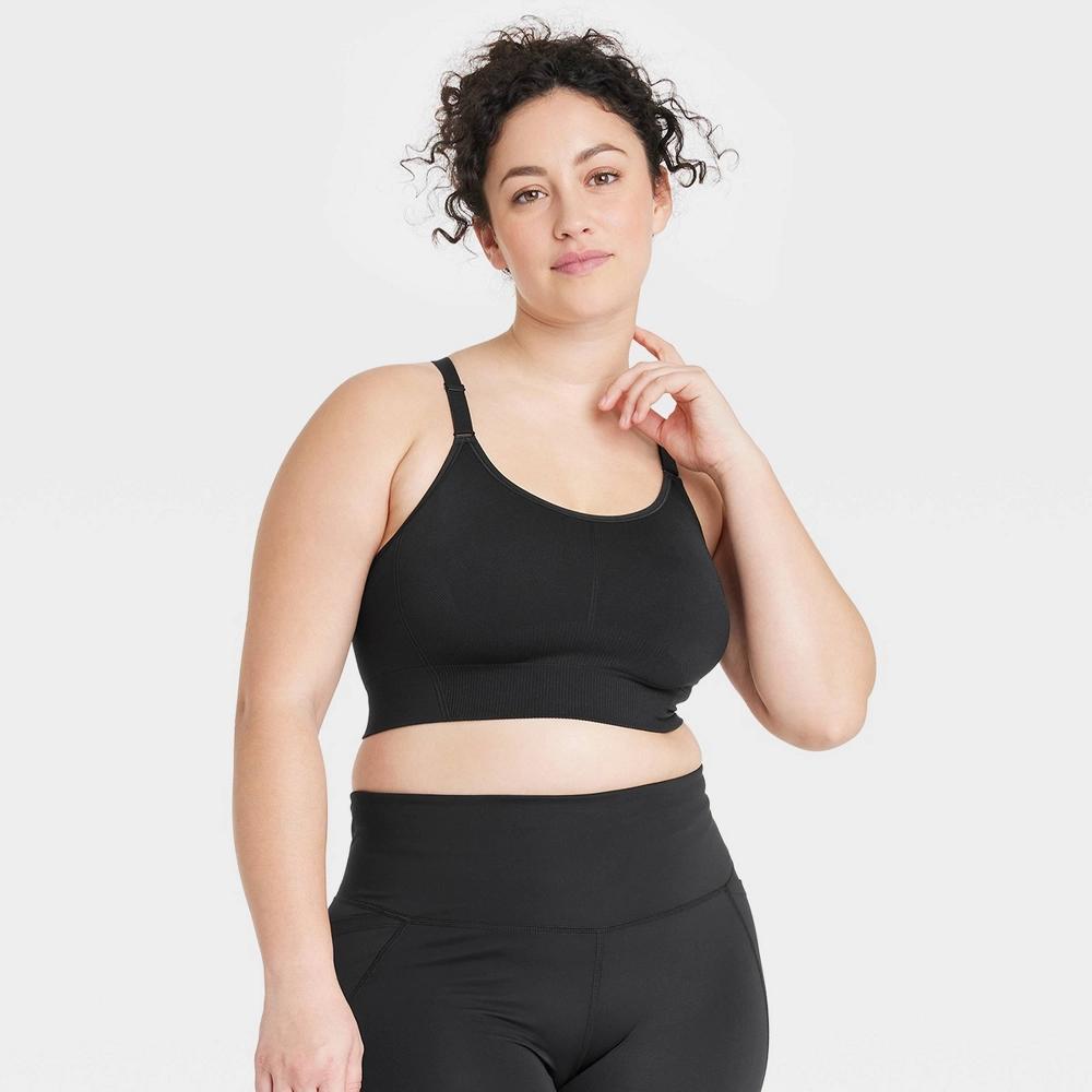 Womens Seamless Medium Support Cami Sports Bra - All In Motion Black S: Racerback, Removable Padding Product Image