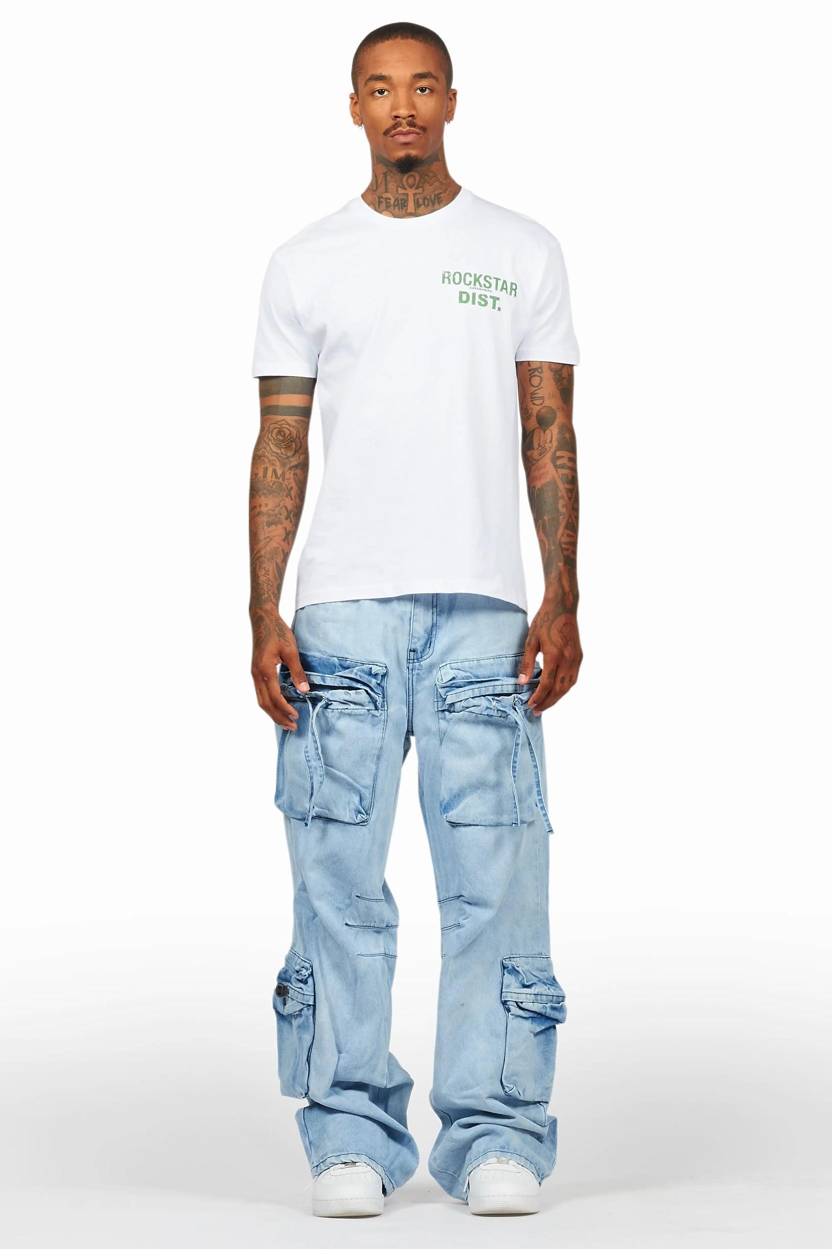 Cazer Blue Baggy Fit Cargo Jean Male Product Image
