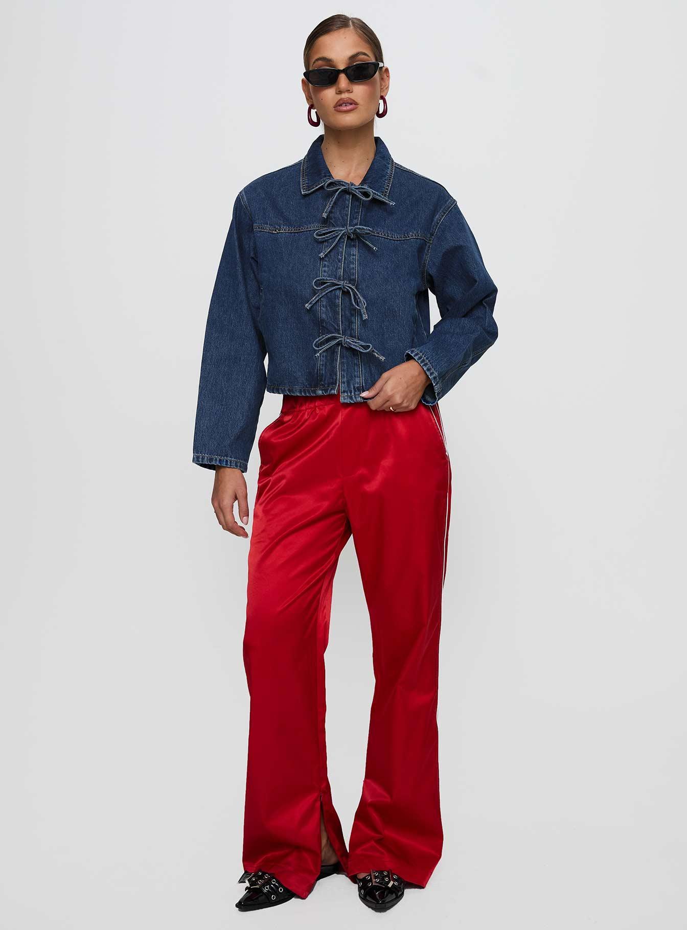 Good On You Bow Detail Jacket Blue Denim Product Image