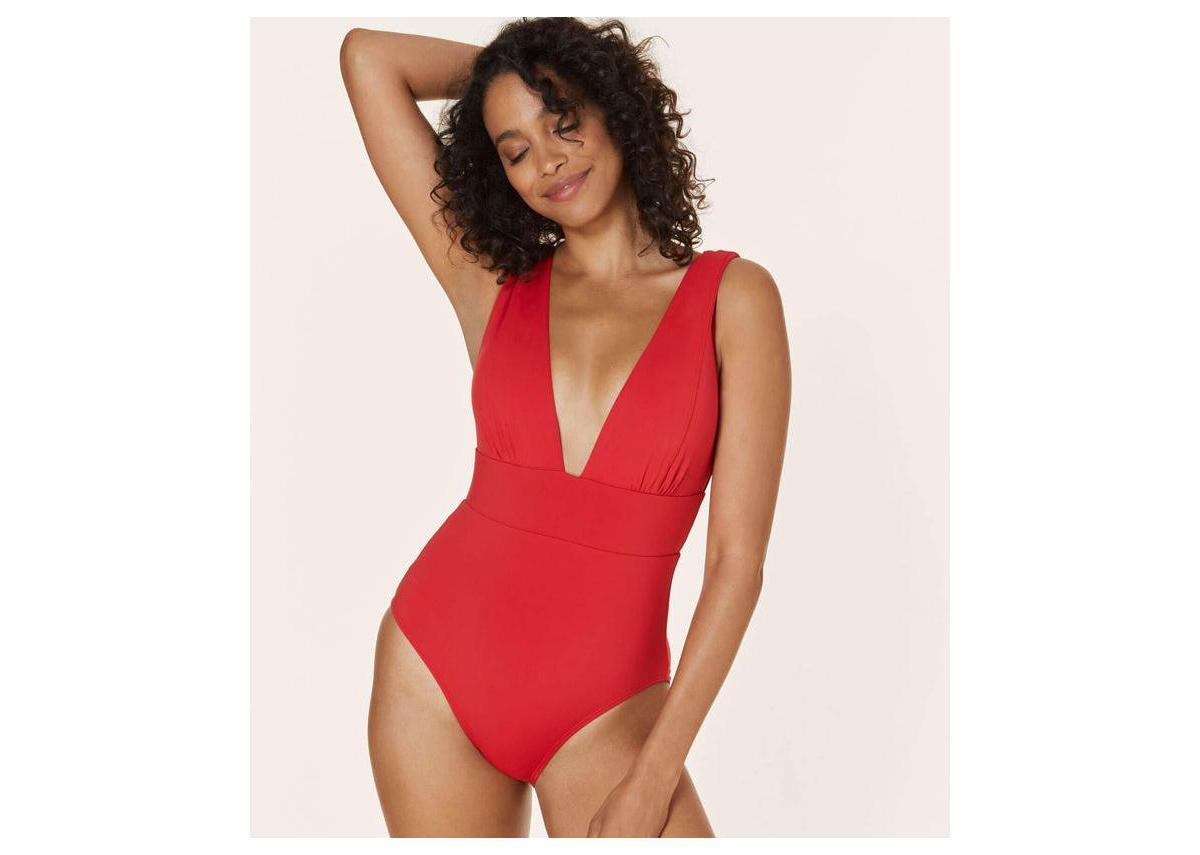 Andie Womens Mykonos Deep Plunge Neck One Piece Swimsuit Product Image