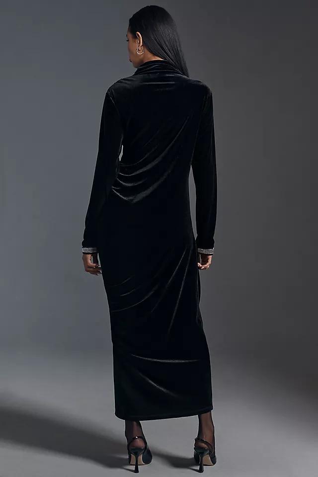 The Maya Ruched Cowl-Neck Dress: Velvet Long-Sleeve Edition Product Image