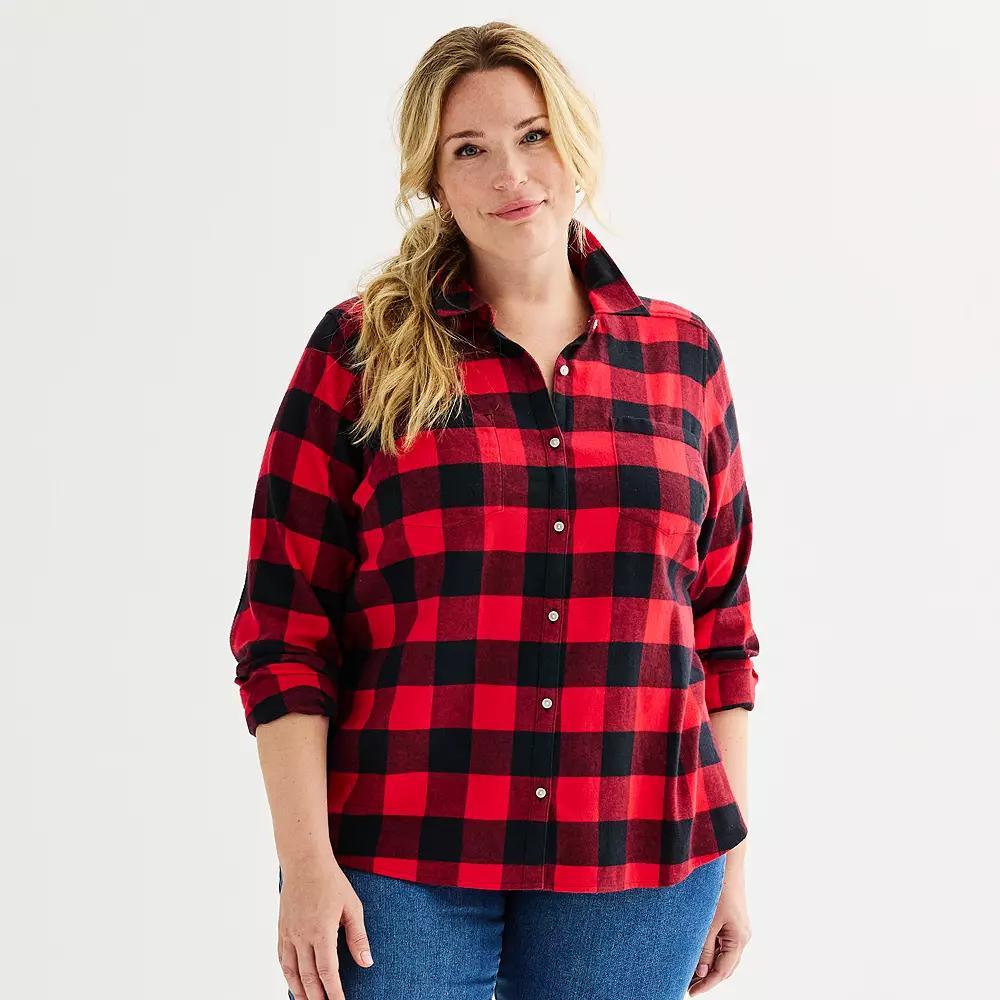 Plus Size Croft & Barrow® The Extra Soft Plaid Flannel Shirt, Women's, Size: 4XL, Purple Fall Plaid Product Image