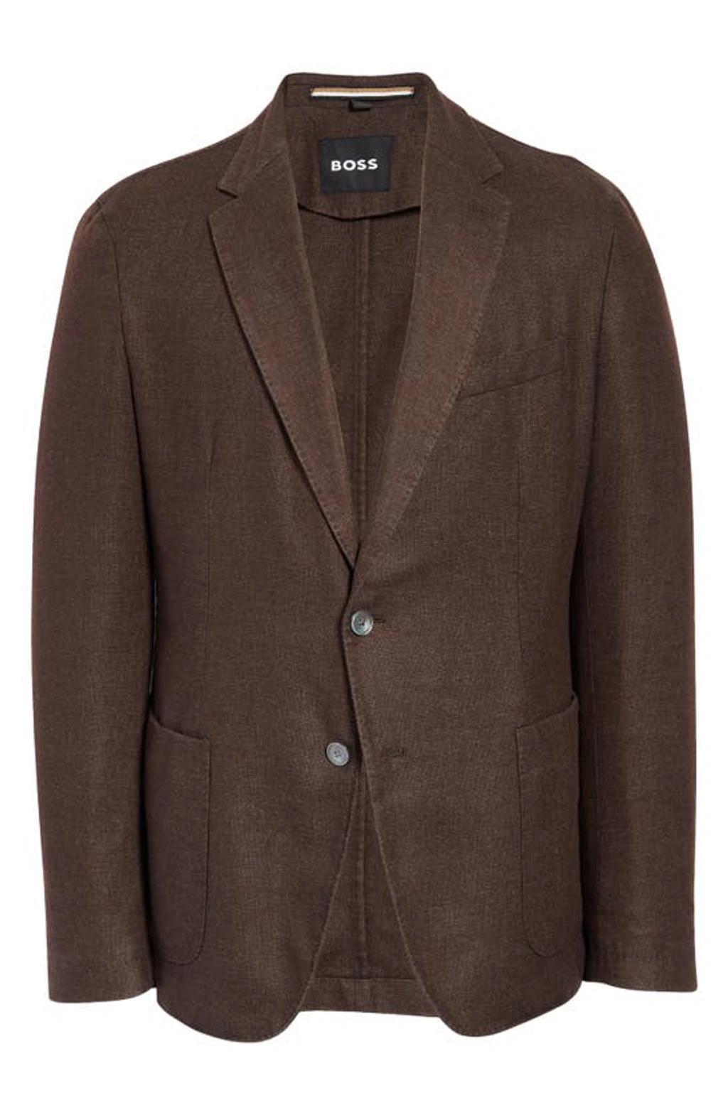 HUGO BOSS Hanry Solid Virgin Wool Blend Blazer In Brown Product Image