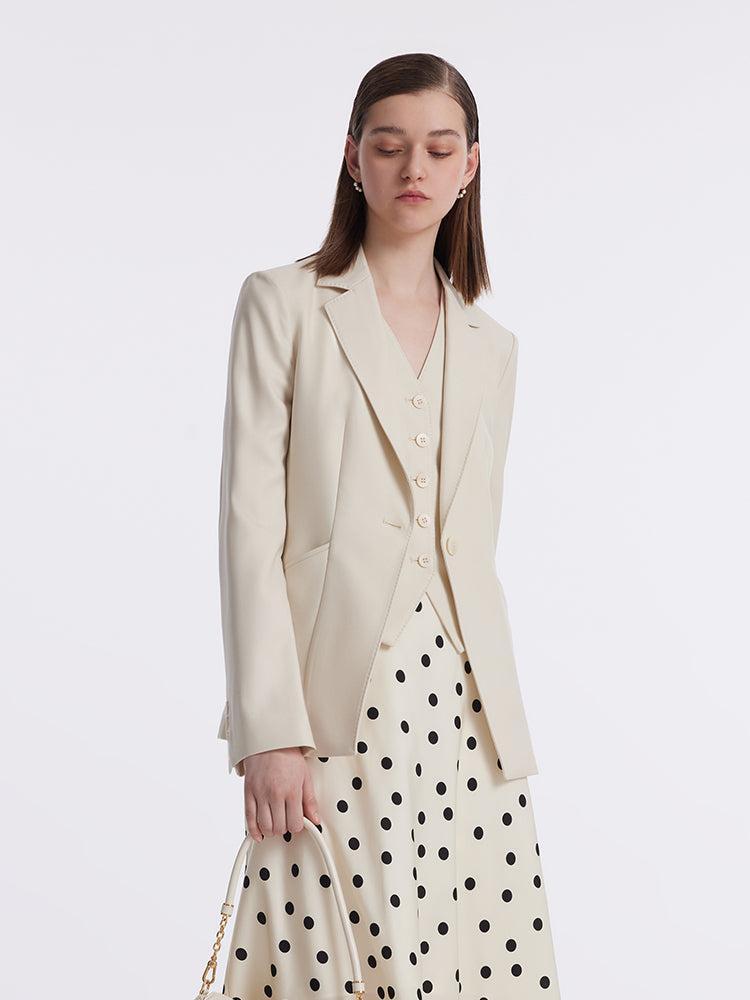 Worsted Wool One Button Women Blazer Product Image