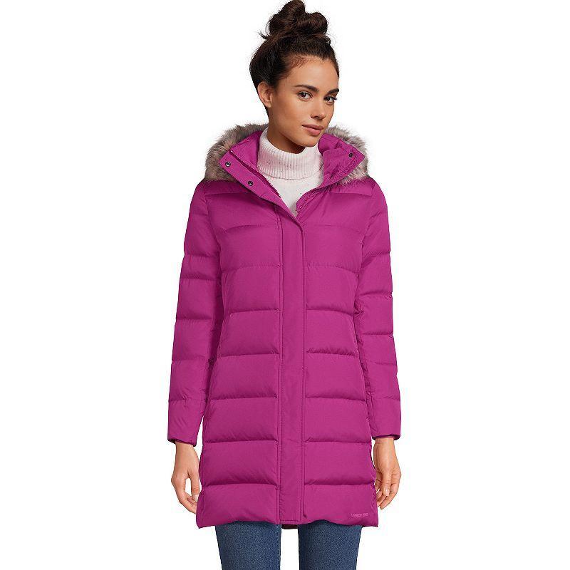 Petite Lands' End Faux-Fur Hood Down Winter Coat, Women's, Size: Medium Petite, Black Product Image