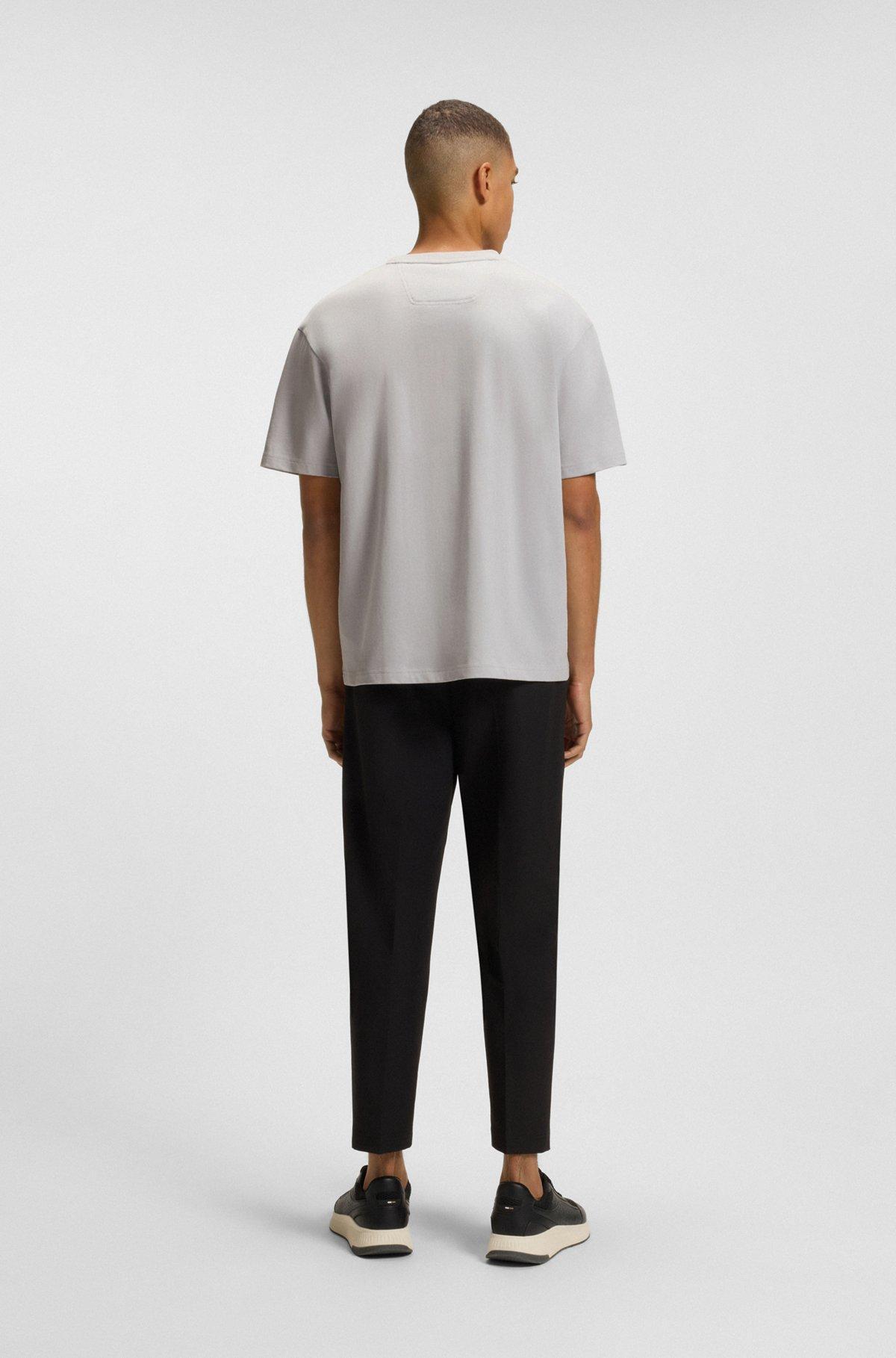 BOSS - Cotton-jersey T-shirt with Double B monogram - Light Grey Product Image