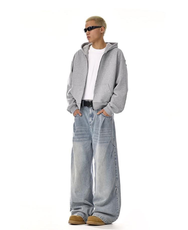 RT No. 12059 WASHED BLUE RELAX STRAIGHT DENIM JEANS Product Image