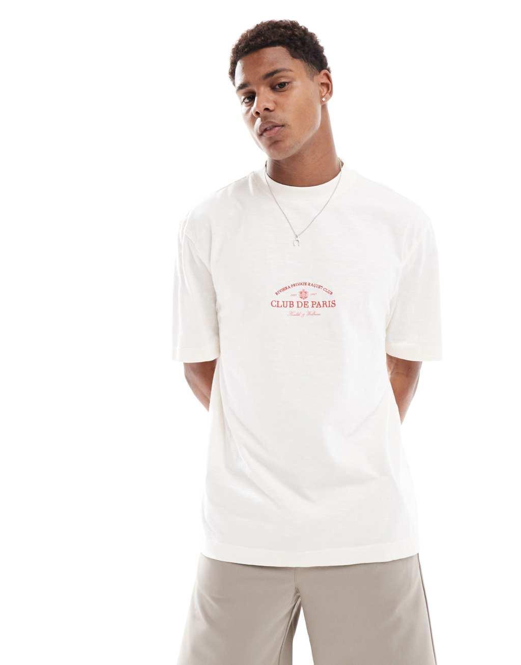 River Island club de sports t-shirt in ecru Product Image