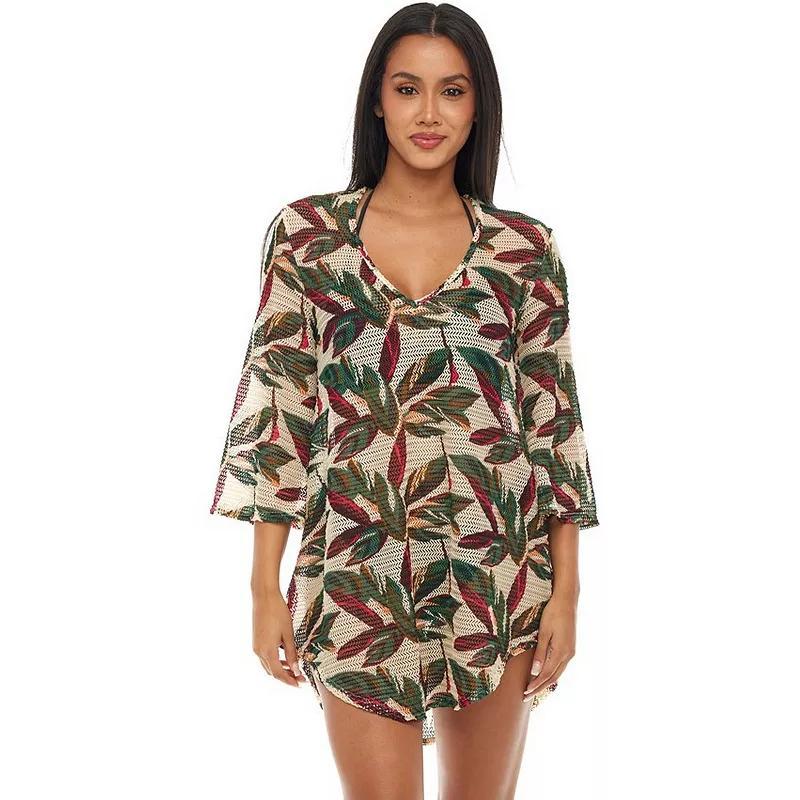 Women's Jordan Taylor Flowy Print Coverup Swimdress, Size: Large, Beige Black Product Image