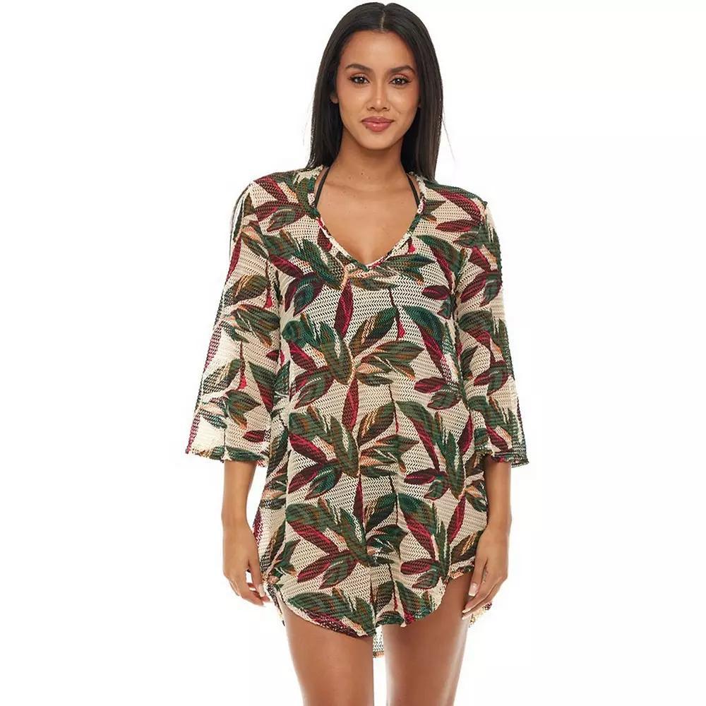 Women's Jordan Taylor Flowy Print Coverup Swimdress, Size: Large, Beige Black Product Image