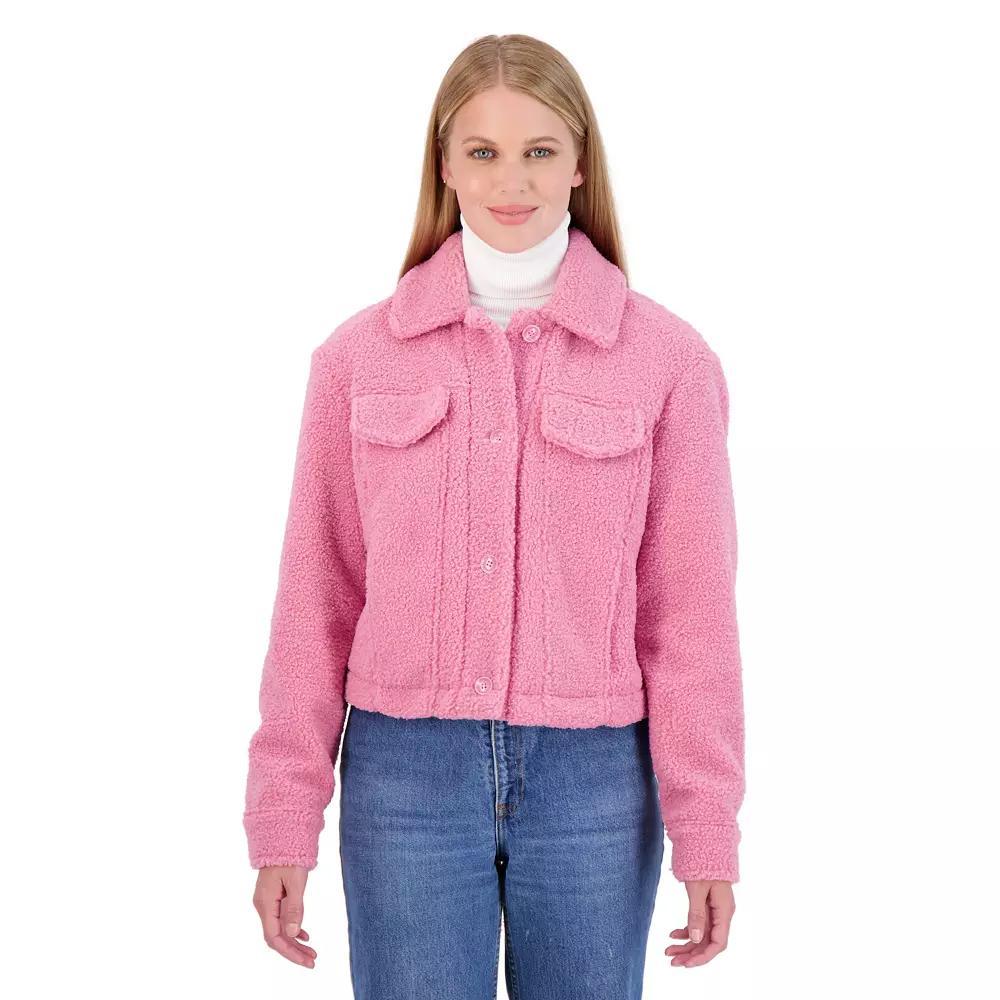 Juniors' Sebby Teddy Sherpa Crop Jacket, Women's, Size: Small, Burnt Orange Product Image