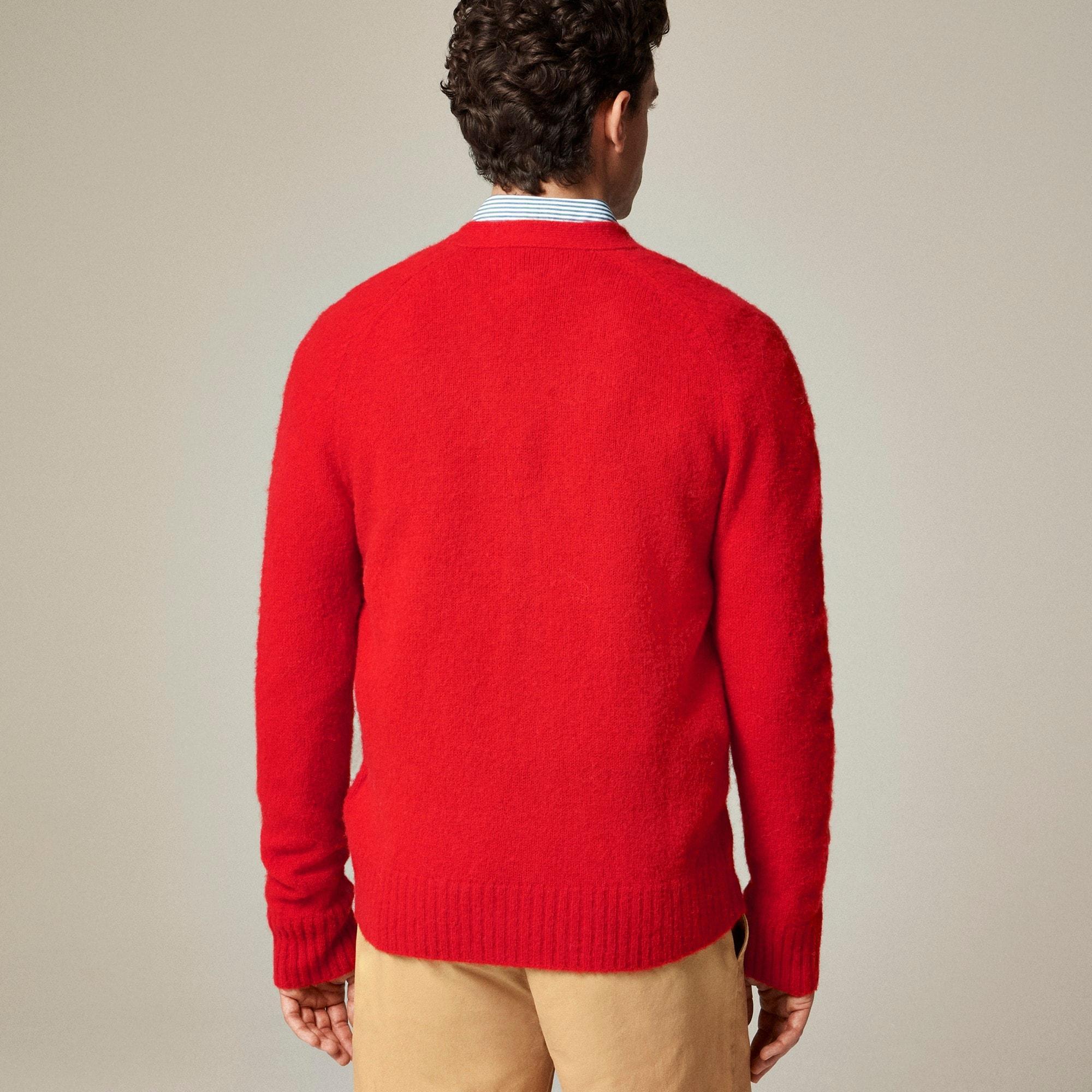Brushed wool V-neck cardigan sweater Product Image