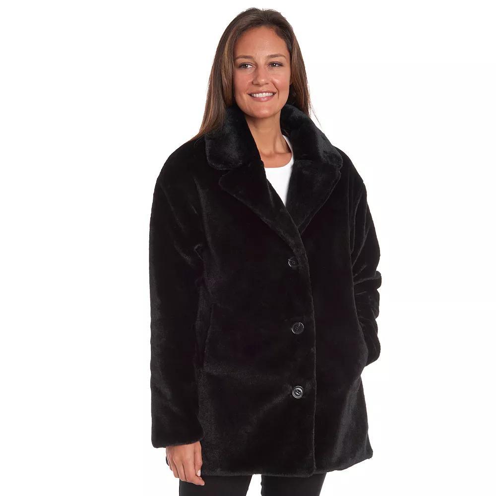 Women's Fleet Street Faux-Fur 3-Button Jacket, Size: Small, Brown Product Image