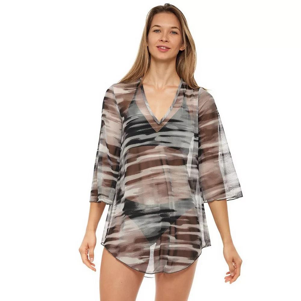 Womens Jordan Taylor Printed Mesh Tunic Swim Cover-Up Green Product Image