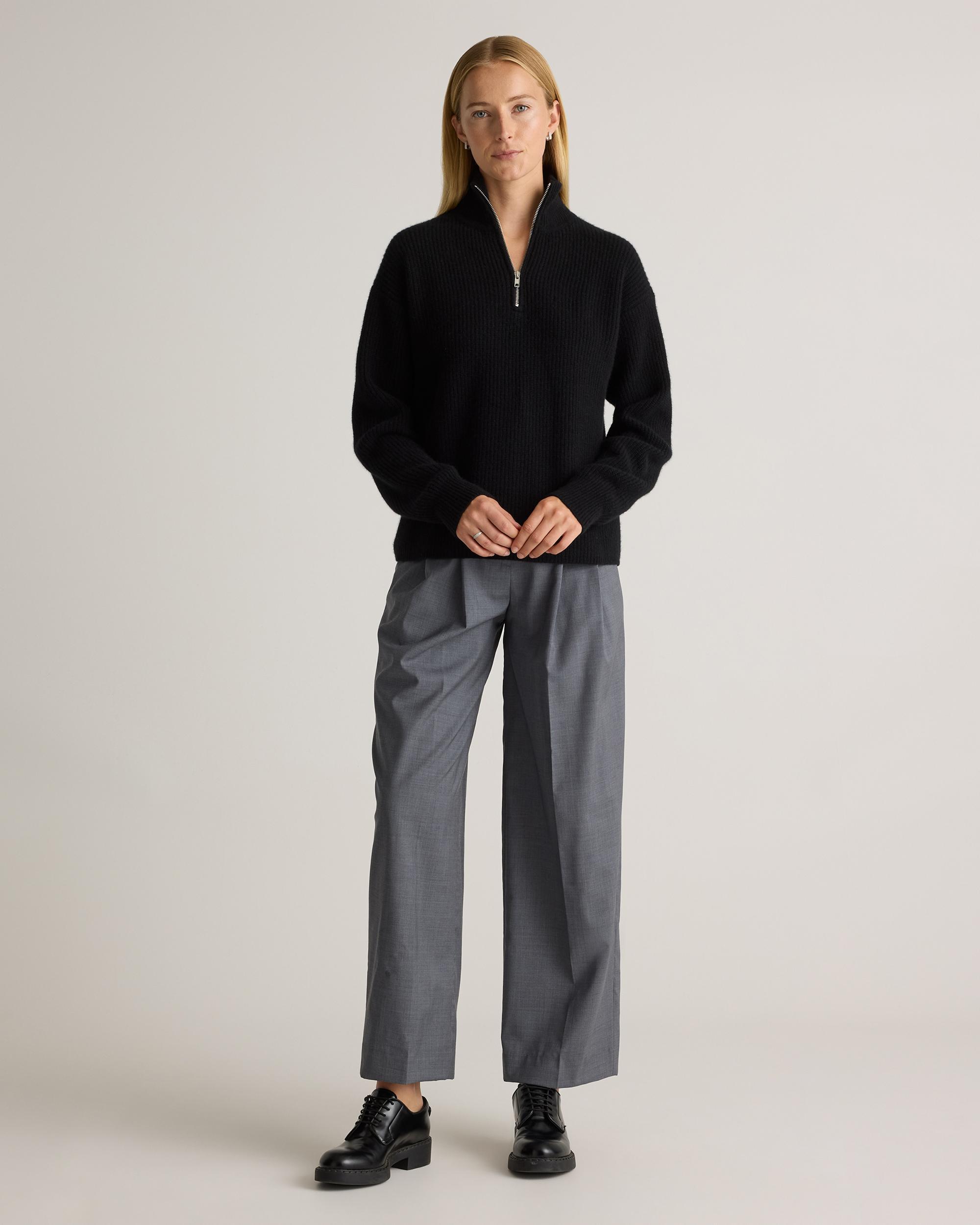Quince | Women's Mongolian Cashmere Fisherman Quarter Zip Sweater Size XL Product Image