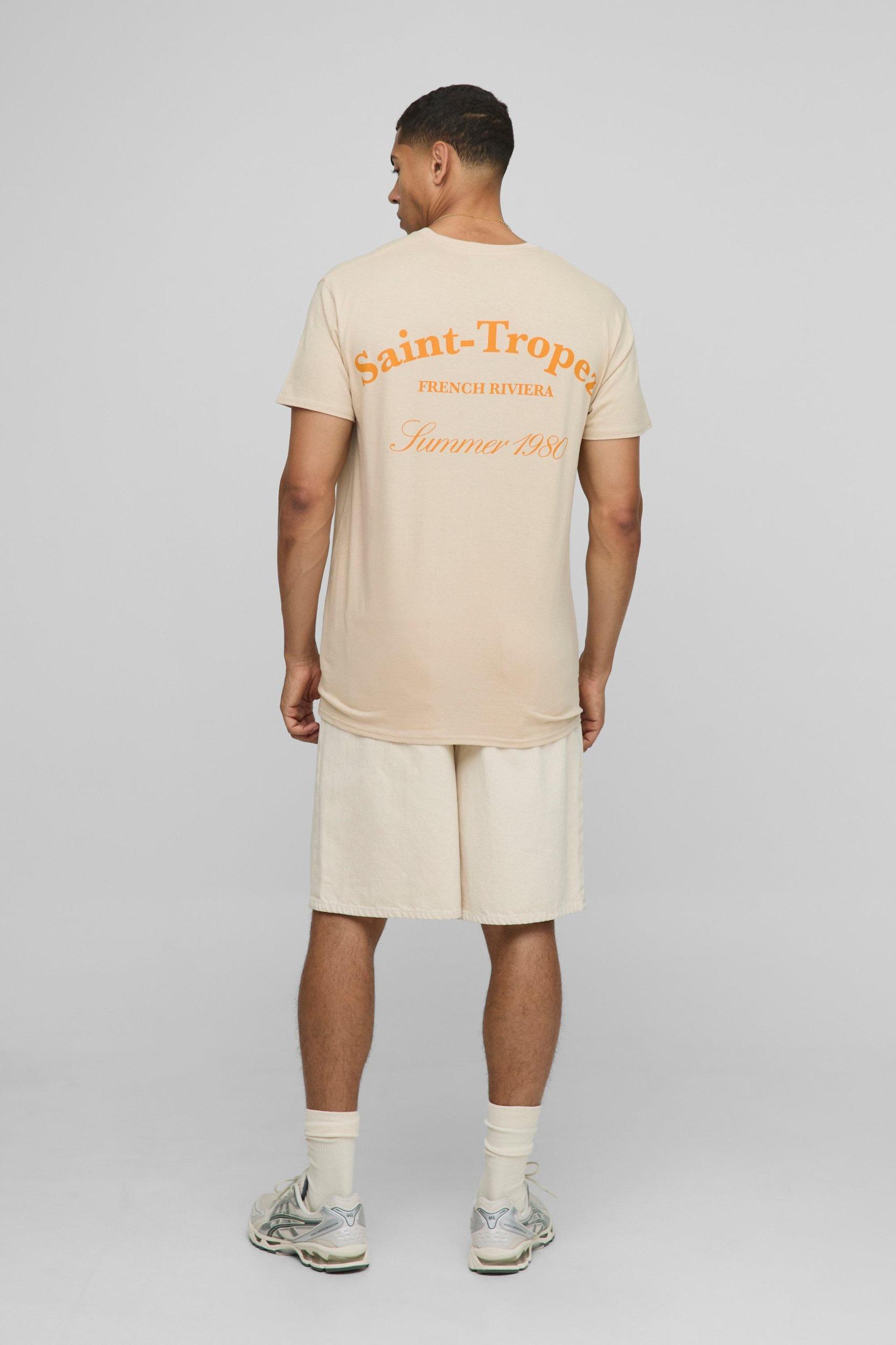 Oversized Saint Tropez Print T-Shirt | boohooMAN USA Product Image