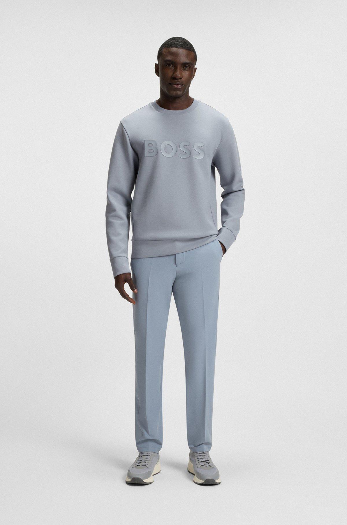 BOSS - Stretch-cotton sweatshirt with sandwich logo - Dark Grey Product Image