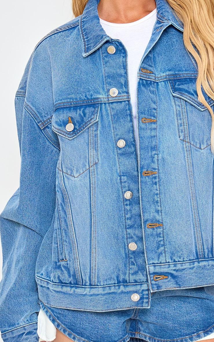 Mid Blue Wash Classic Oversized Denim Jacket Product Image