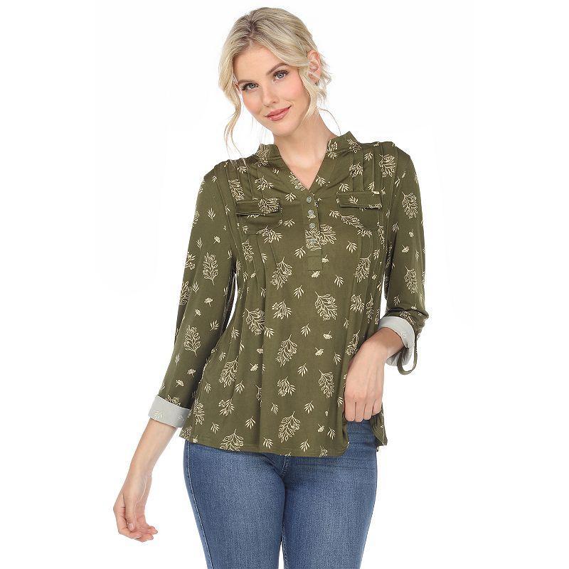 Womens Pleated Leaf Print Blouse Product Image