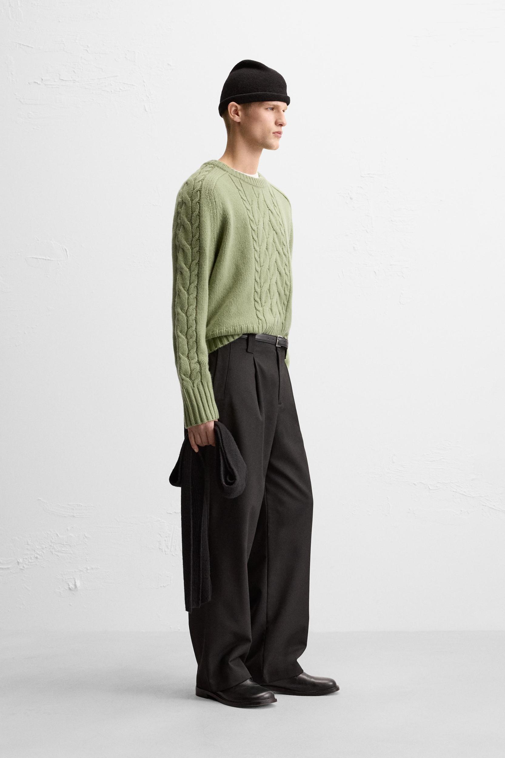 TEXTURED CABLE KNIT SWEATER Product Image