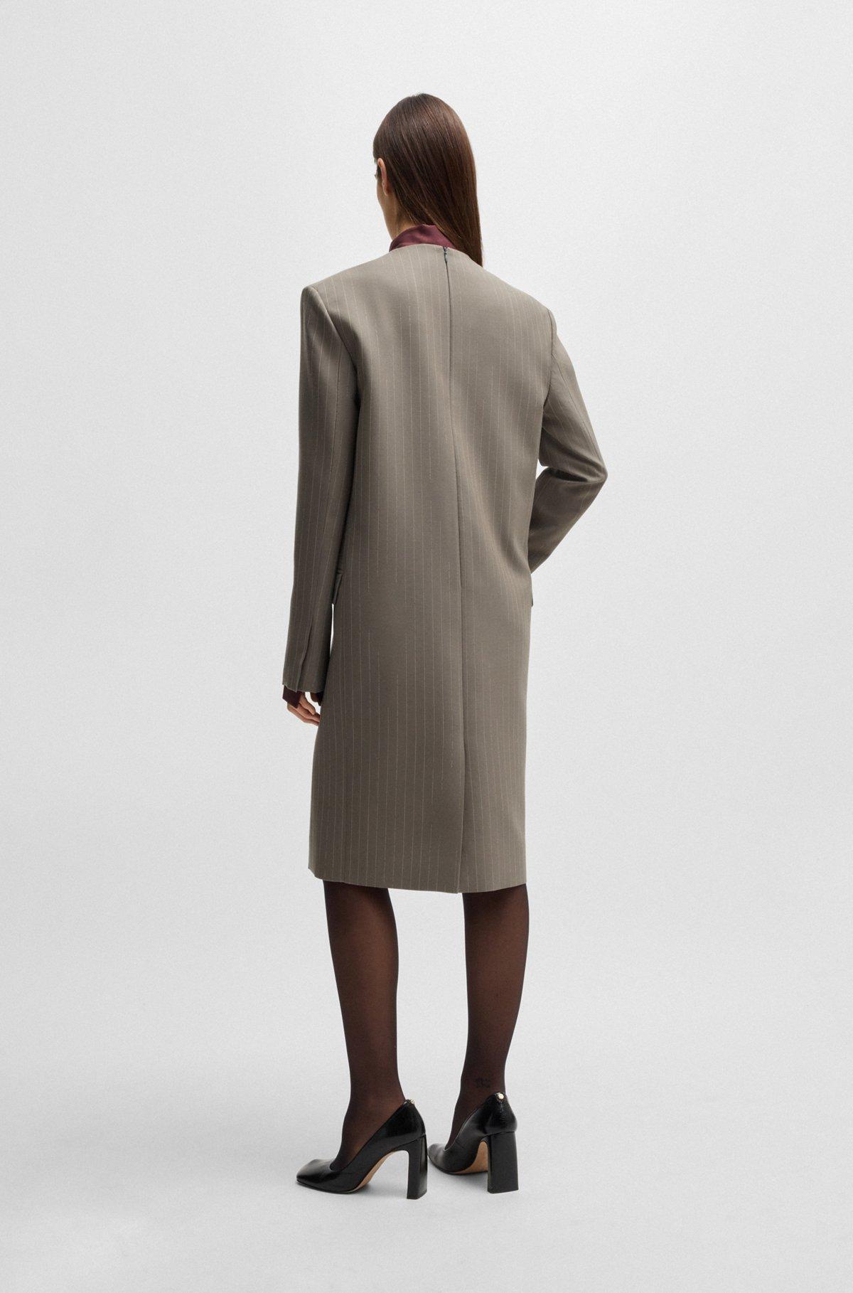 V-front dress in pinstripe virgin wool Product Image