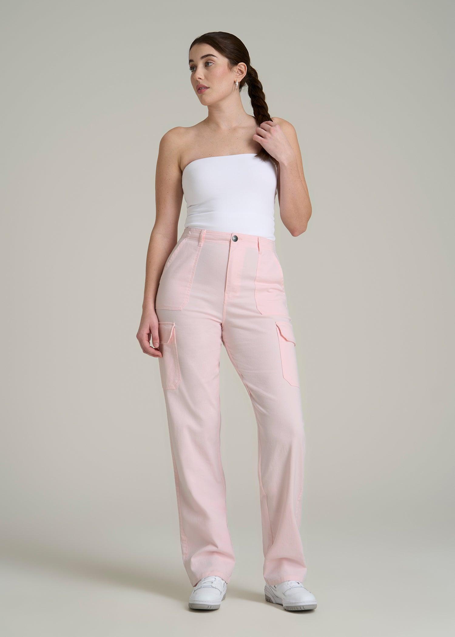 Straight Leg Cargo Chino Pants for Tall Women in Barely Pink Product Image