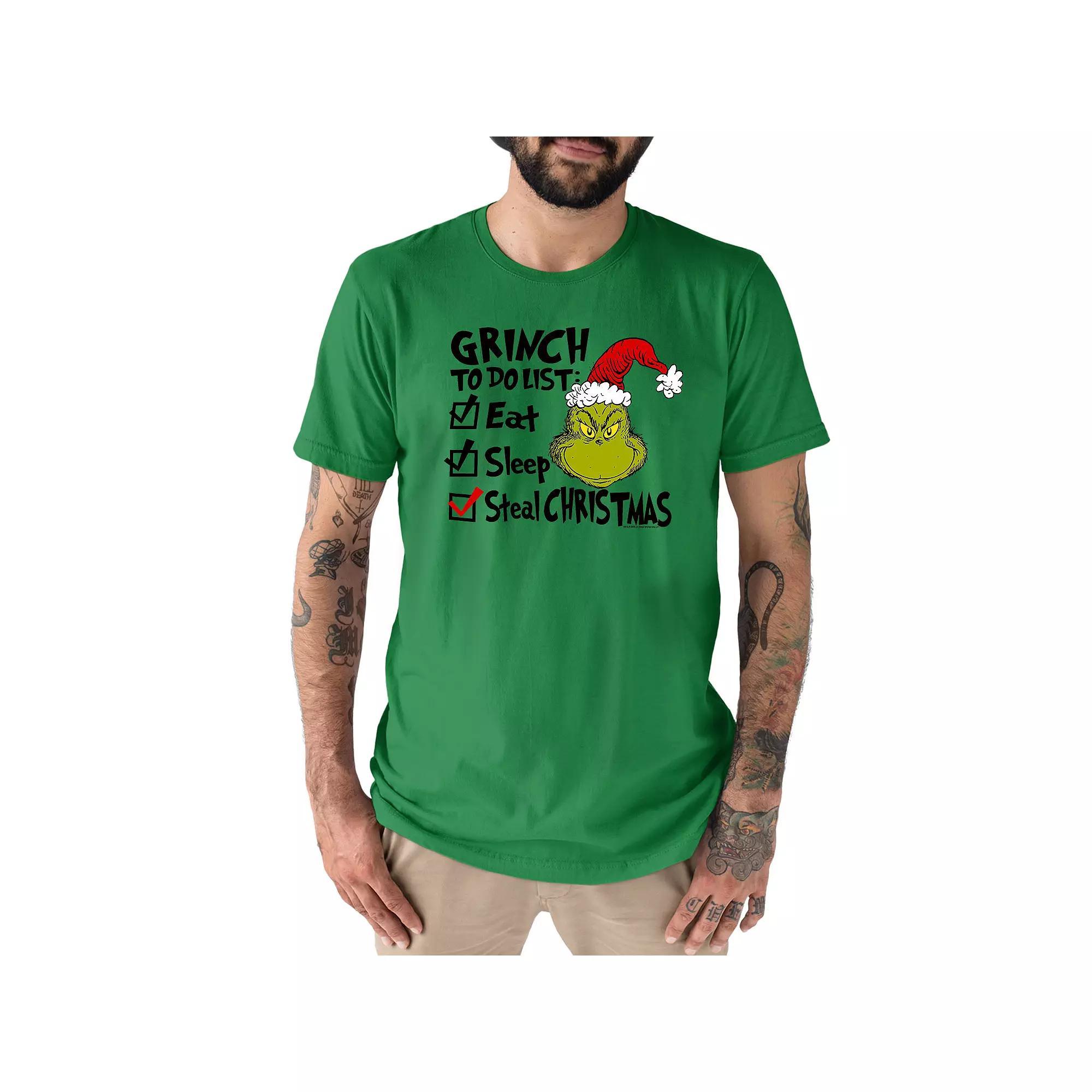 Men's Dr. Seuss The Grinch To Do Tee, Size: Large, Green Product Image