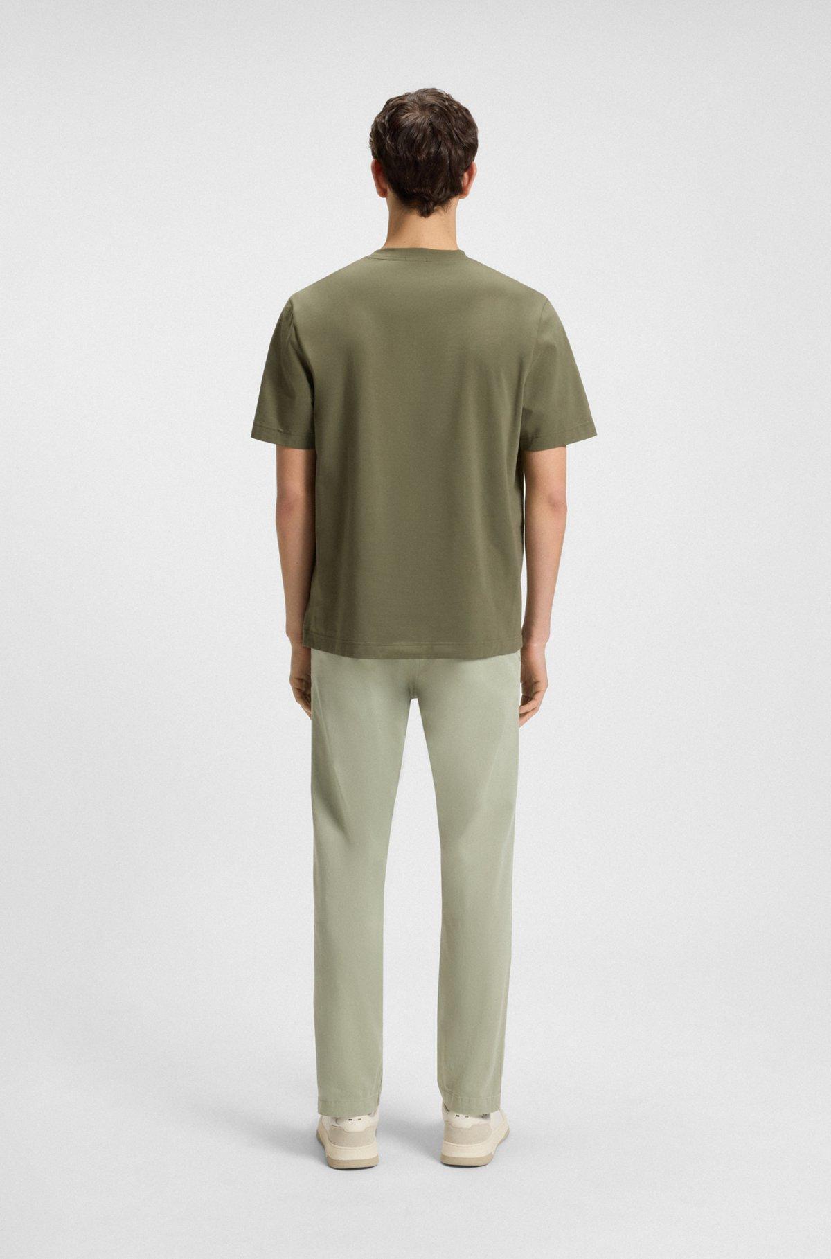BOSS - Relaxed-fit T-shirt in stretch cotton with logo print - Light Green Product Image