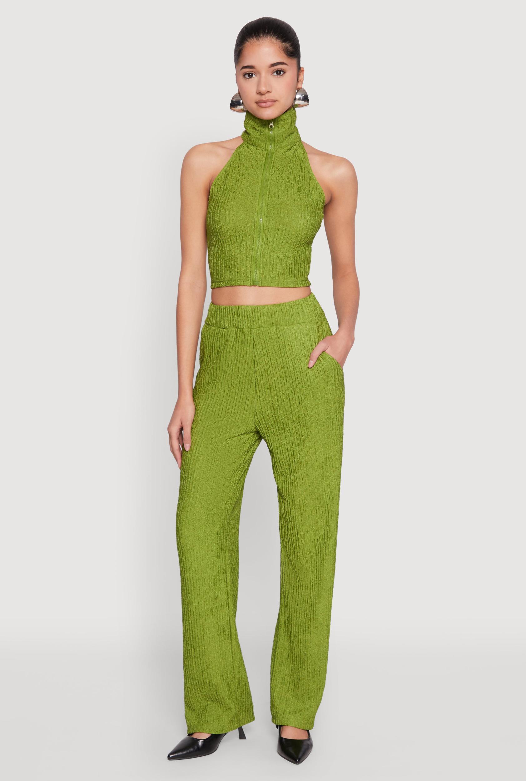Womens Textured Knit High Waist Pants Product Image