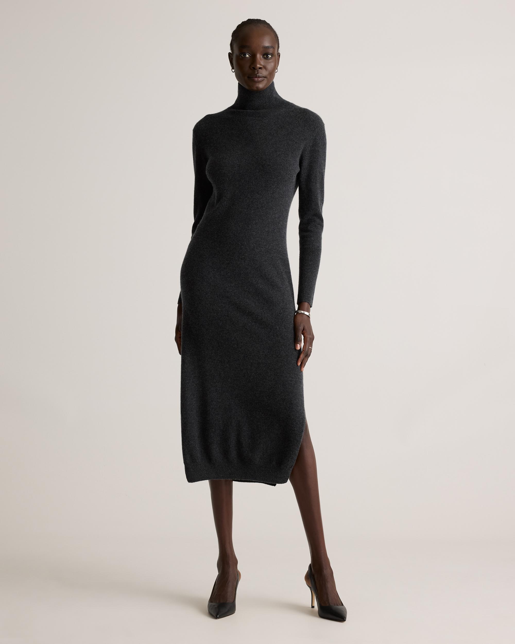 Quince | Women's Mongolian Cashmere Turtleneck Midi Sweater Dress Size XS Product Image