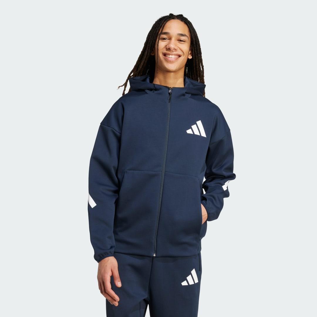 adidas Z.N.E. Full-Zip Hooded Track Jacket Aurora Ink XL Mens Product Image