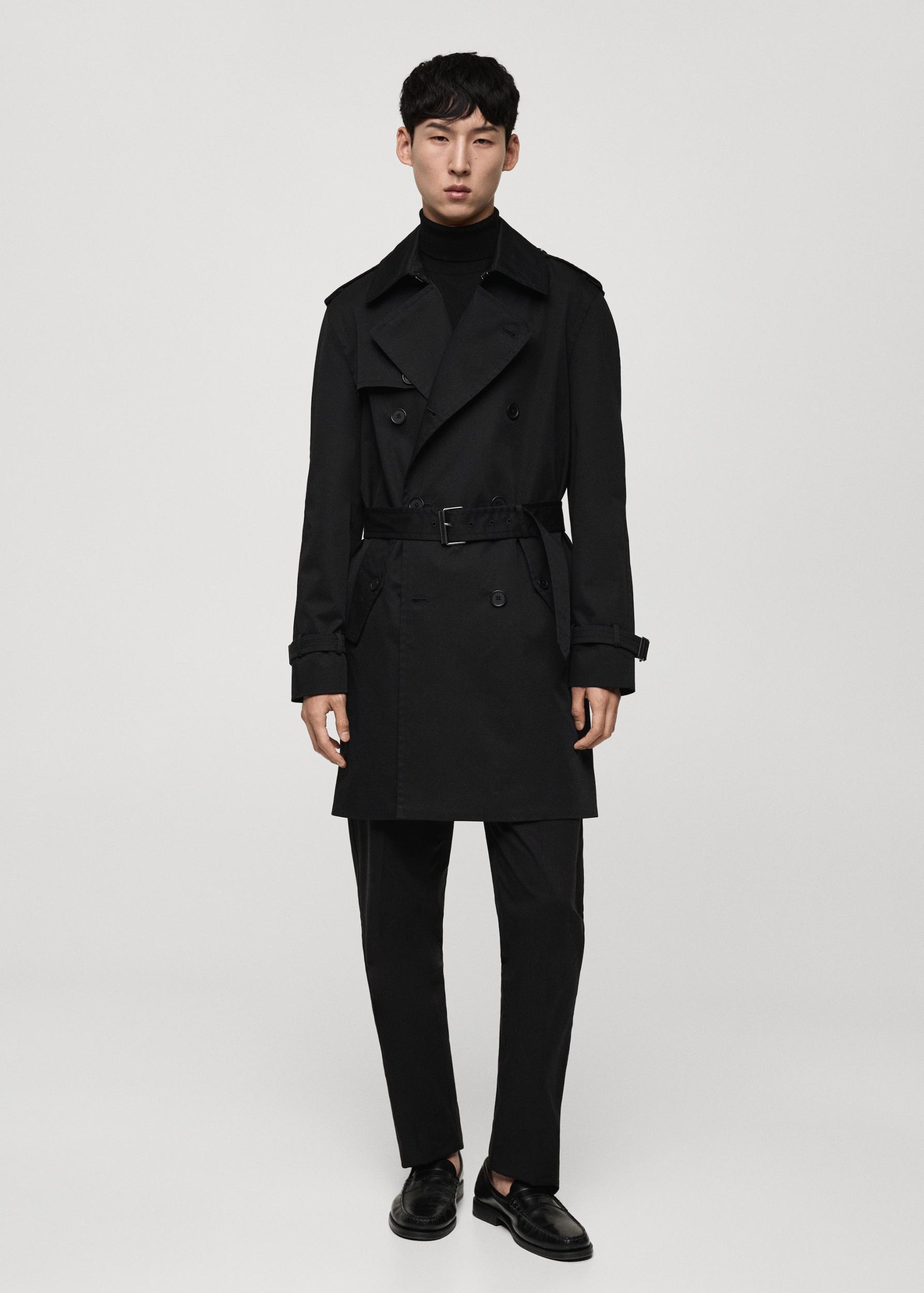Water-repellent belted trench coat - Men | MANGO USA Product Image